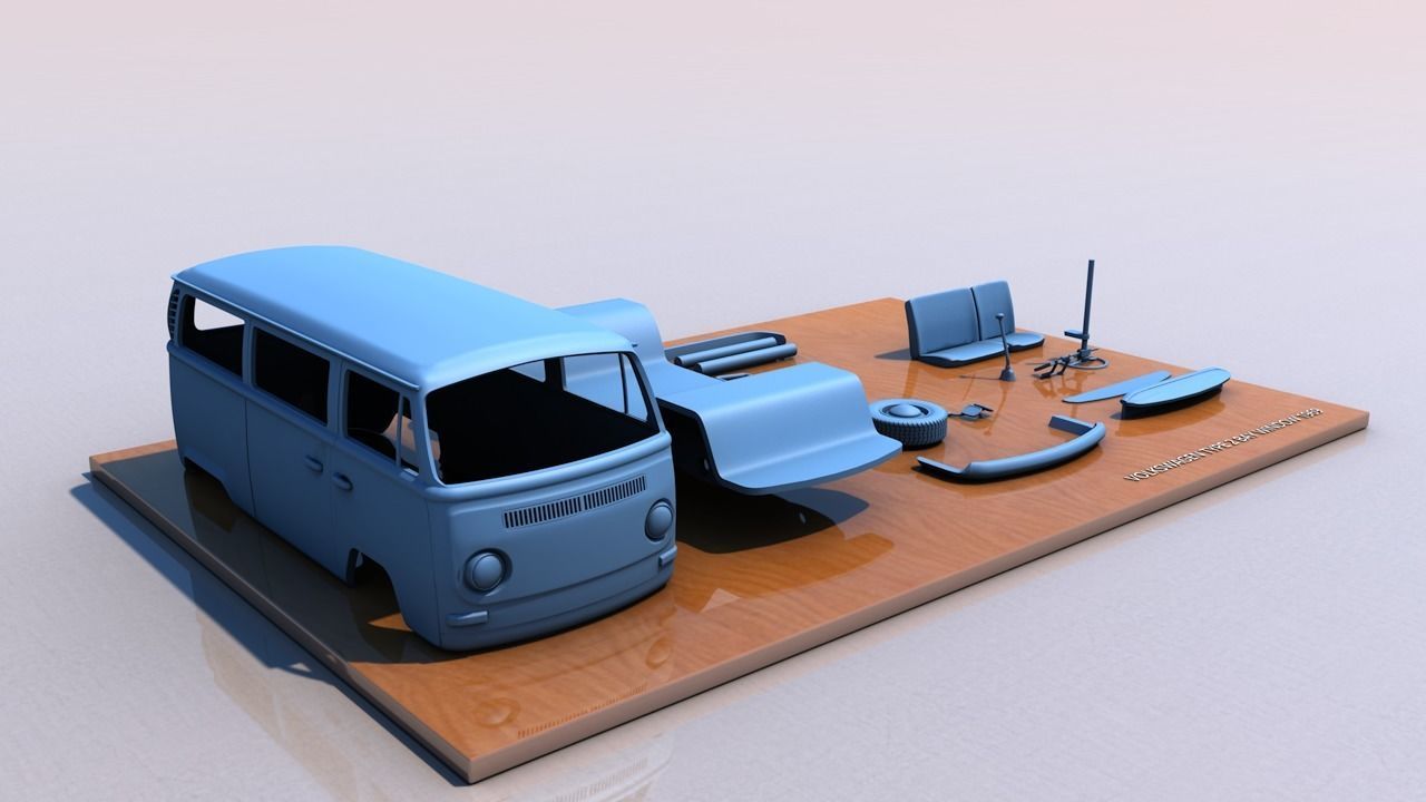 VOLKSWAGEN BAY WINDOW TYPE 2 1969 3D print model_2