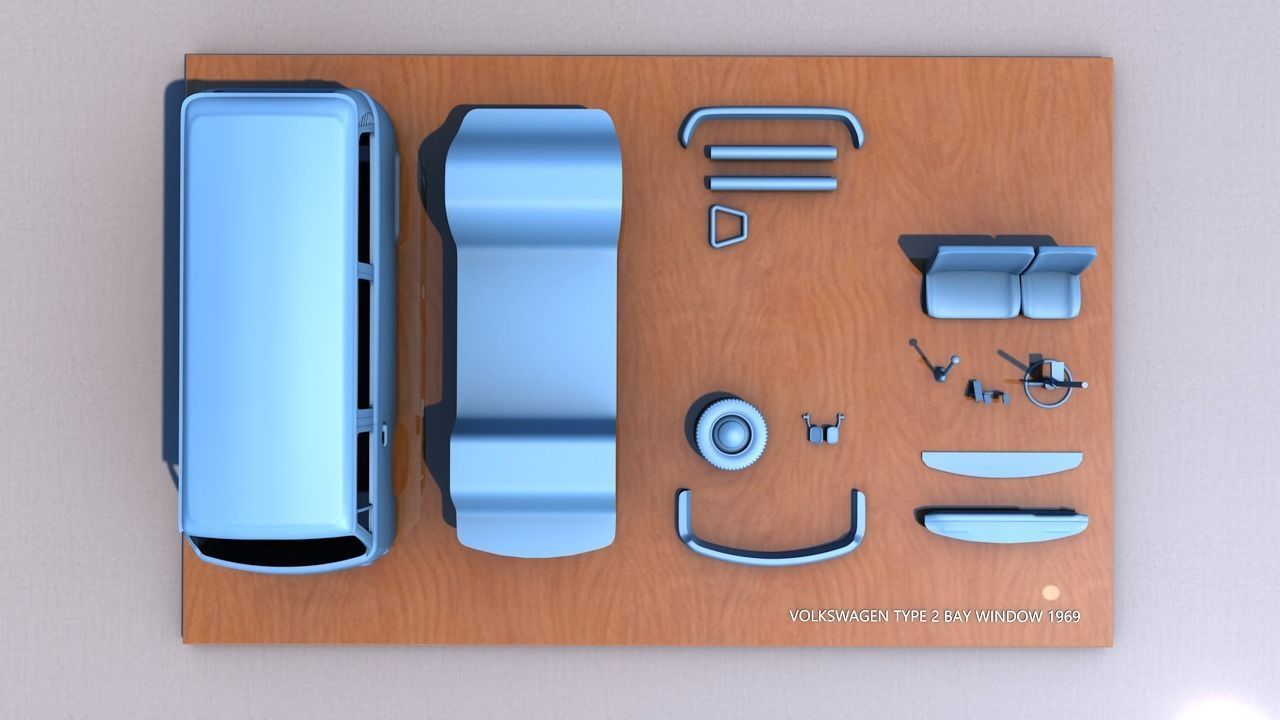 VOLKSWAGEN BAY WINDOW TYPE 2 1969 3D print model_3