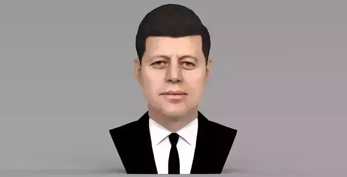 John F Kennedy bust ready for full color 3D printing 3D print model