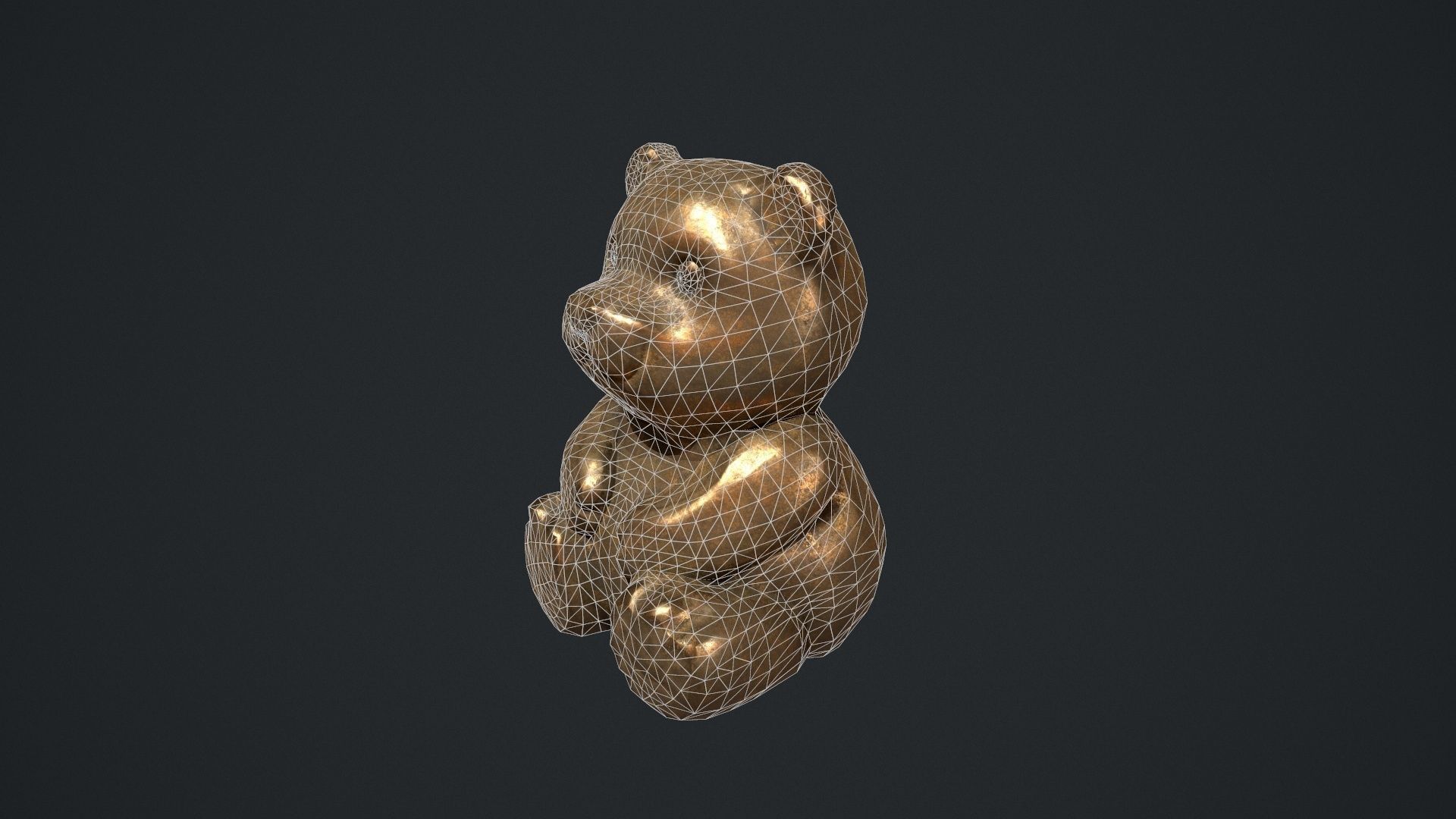Bronze Teddy Bear Statue Low-poly 3D model_14