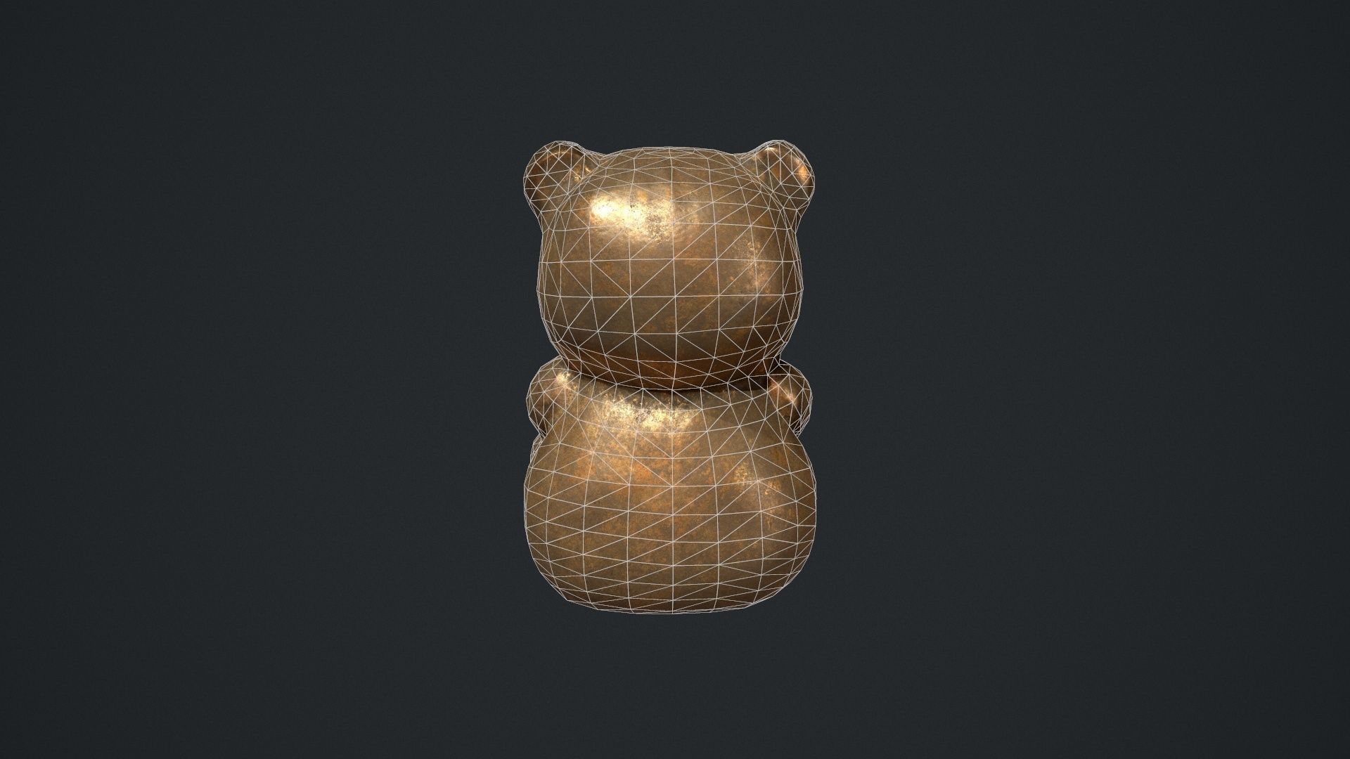 Bronze Teddy Bear Statue Low-poly 3D model_17