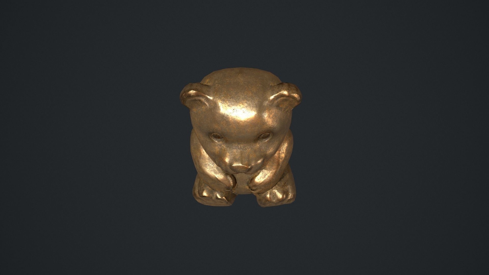 Bronze Teddy Bear Statue Low-poly 3D model_11