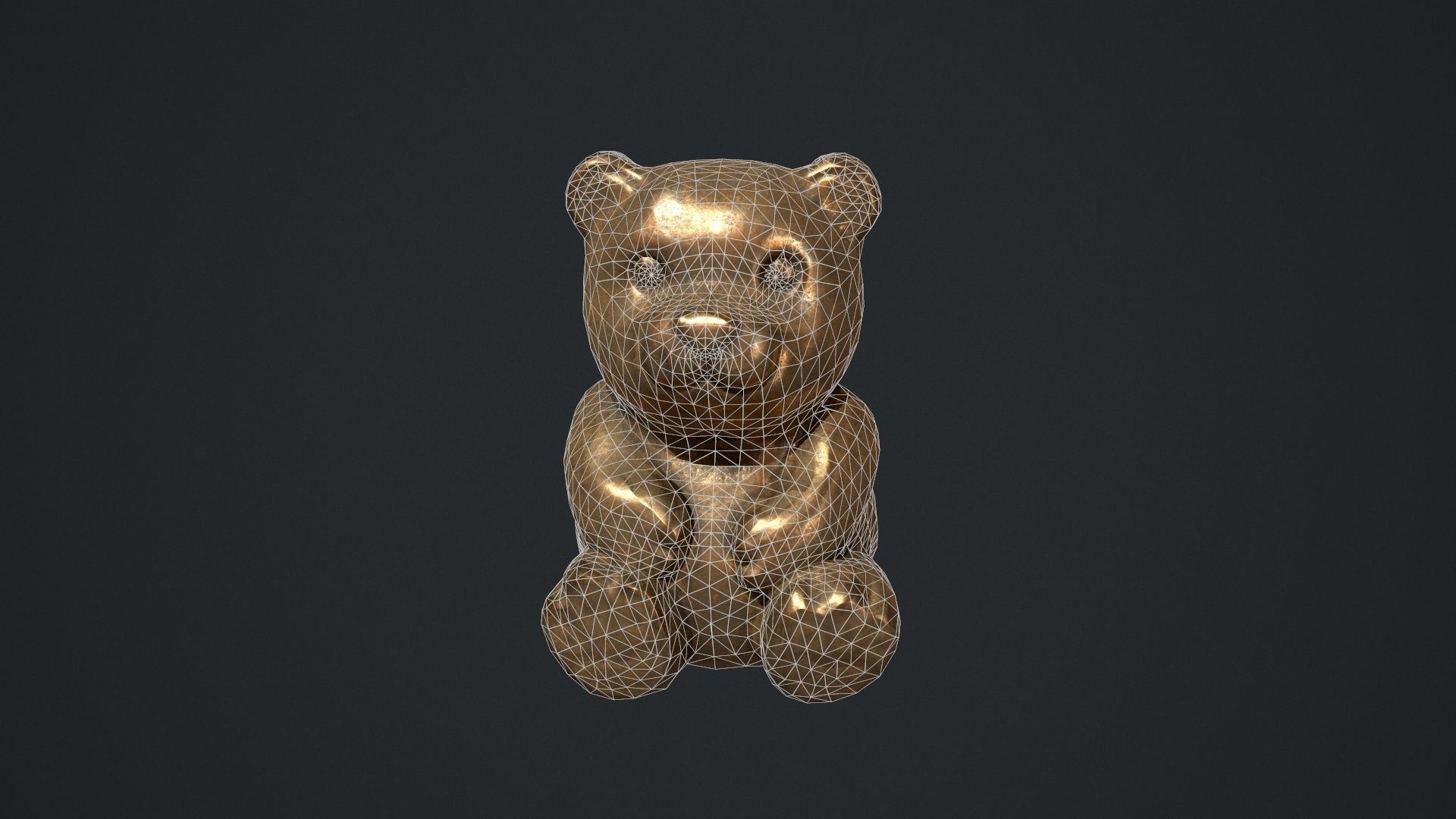 Bronze Teddy Bear Statue Low-poly 3D model_21