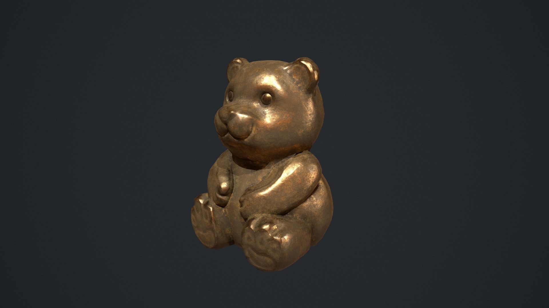 Bronze Teddy Bear Statue Low-poly 3D model_9