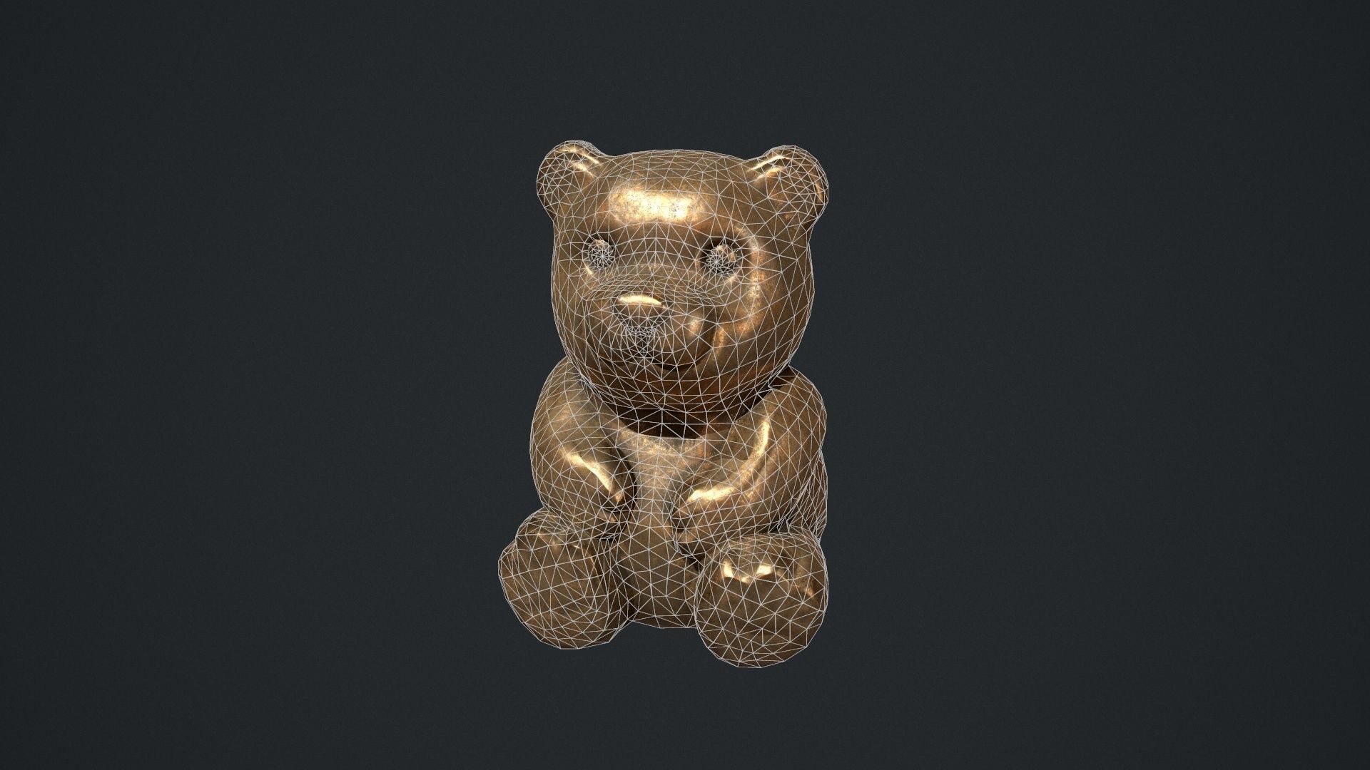 Bronze Teddy Bear Statue Low-poly 3D model_13