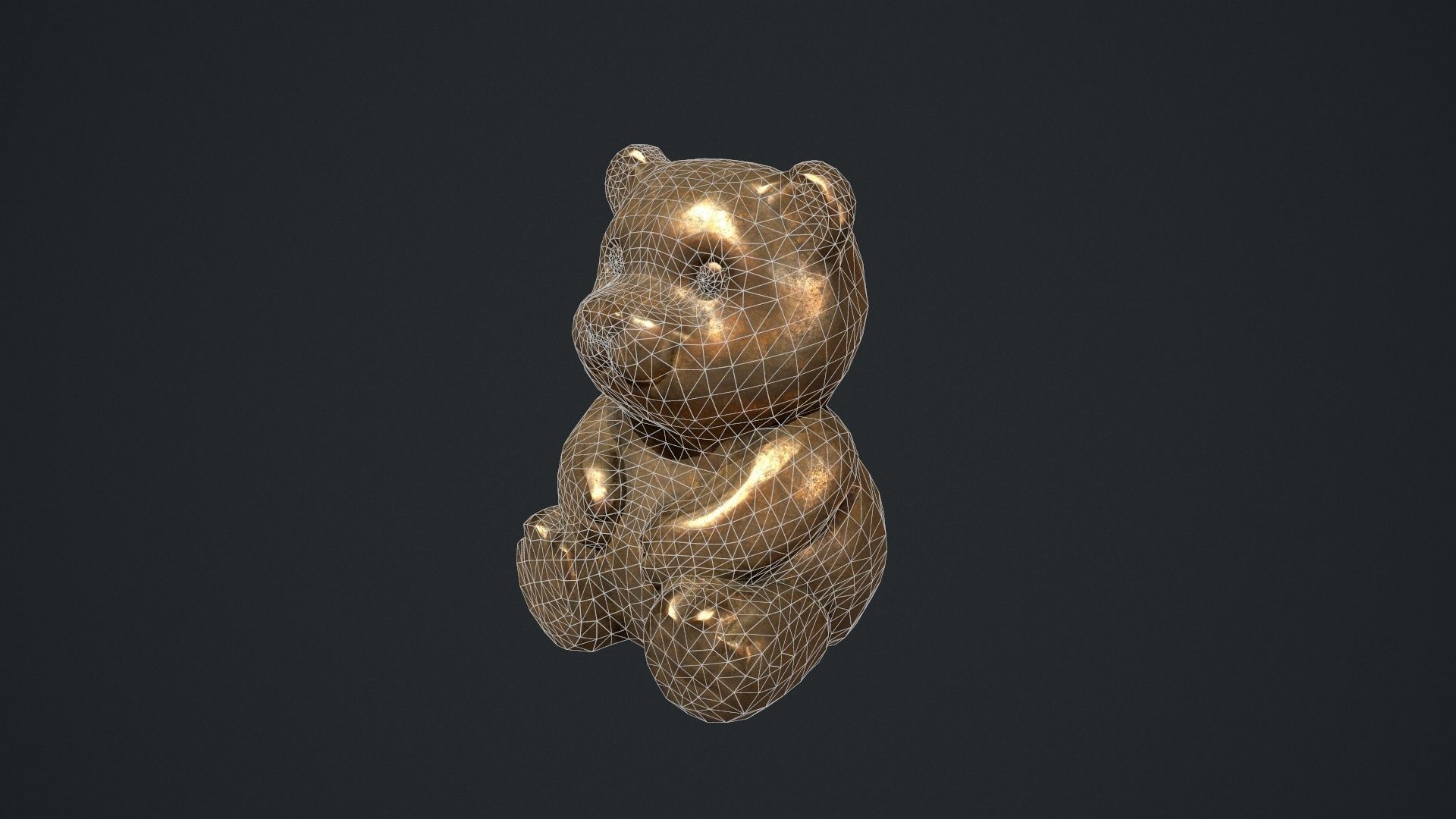 Bronze Teddy Bear Statue Low-poly 3D model_22