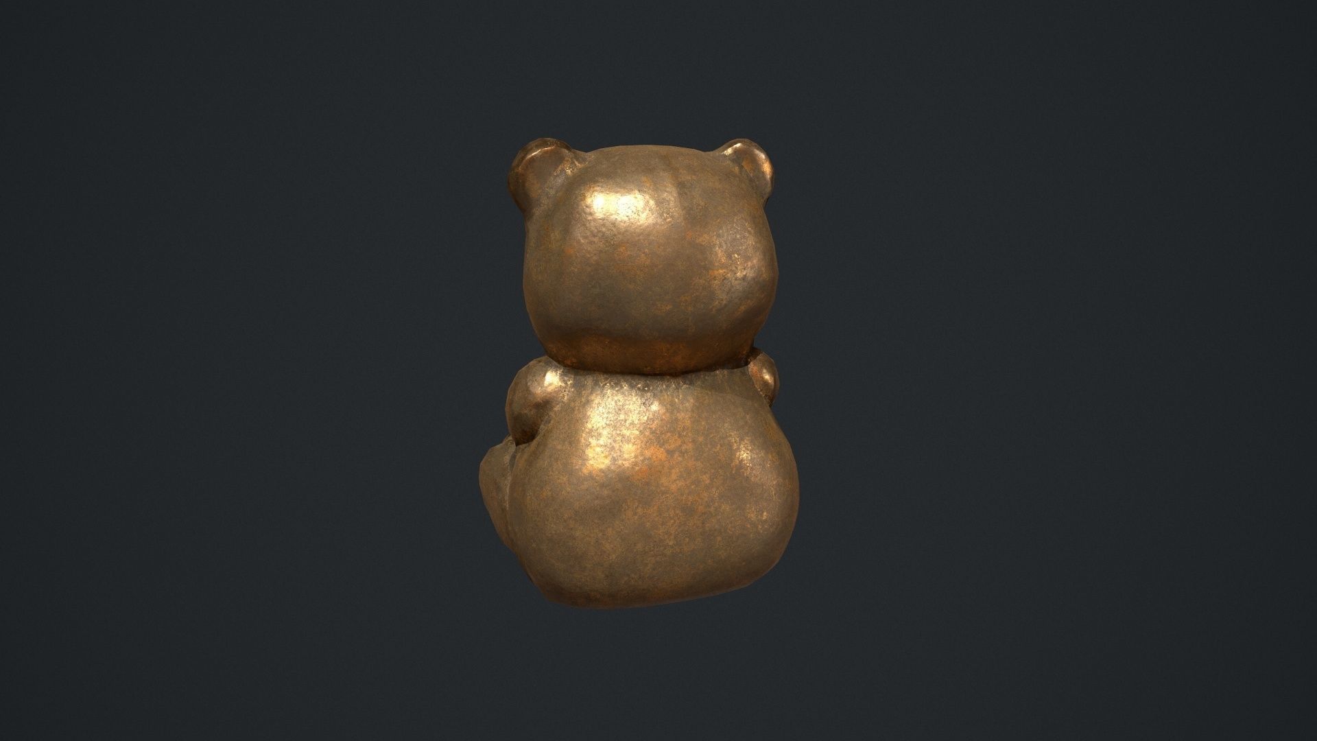 Bronze Teddy Bear Statue Low-poly 3D model_6