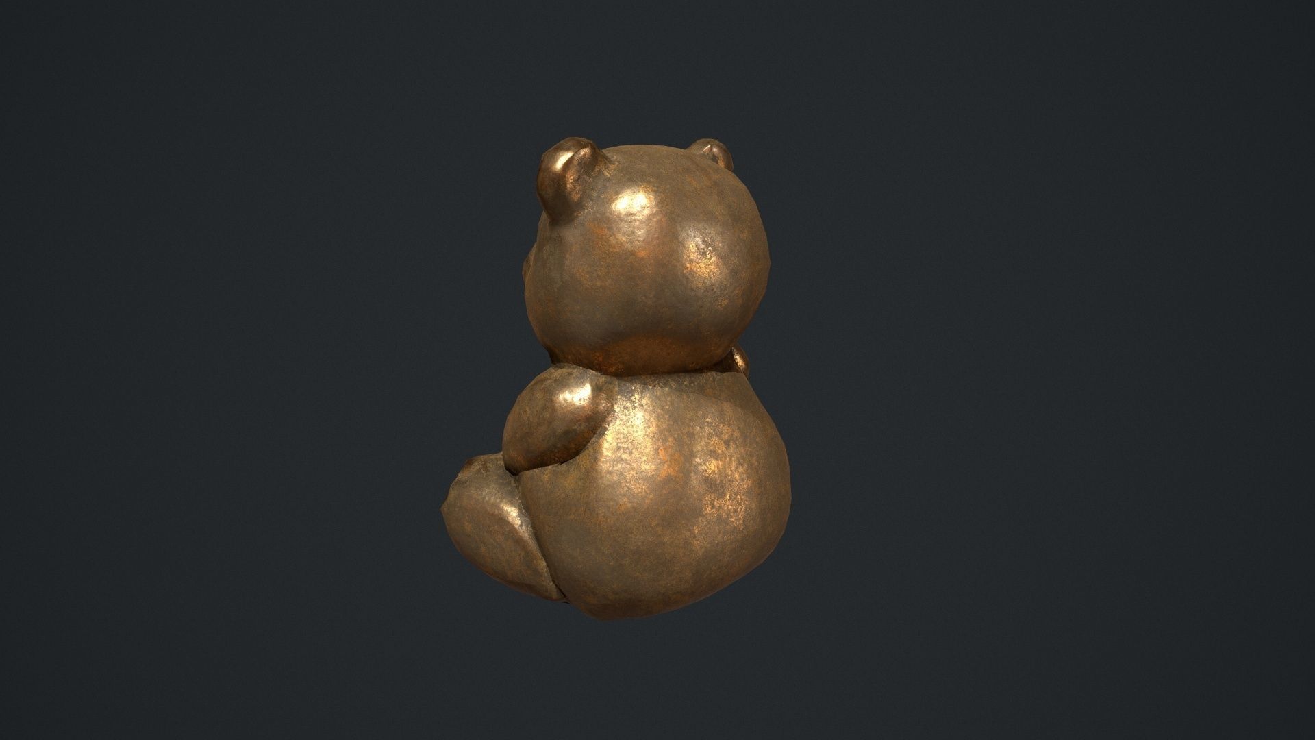 Bronze Teddy Bear Statue Low-poly 3D model_7