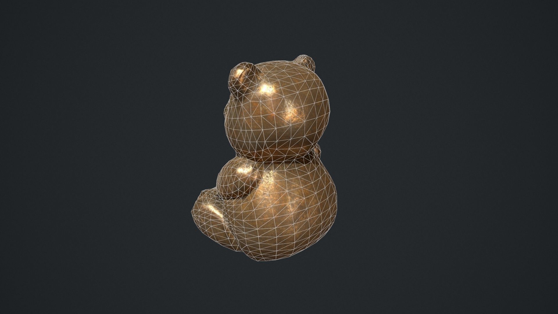 Bronze Teddy Bear Statue Low-poly 3D model_16