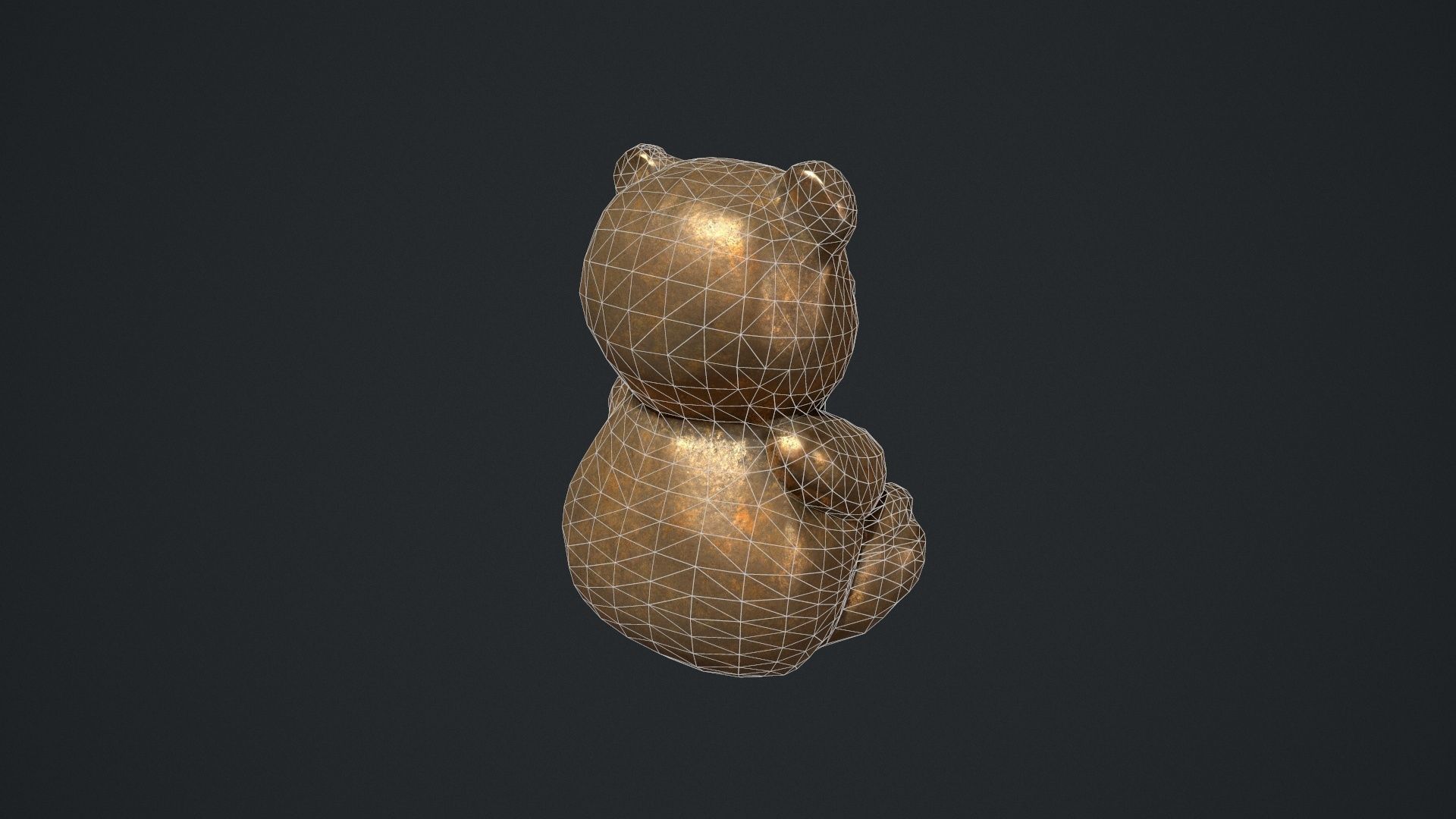 Bronze Teddy Bear Statue Low-poly 3D model_18