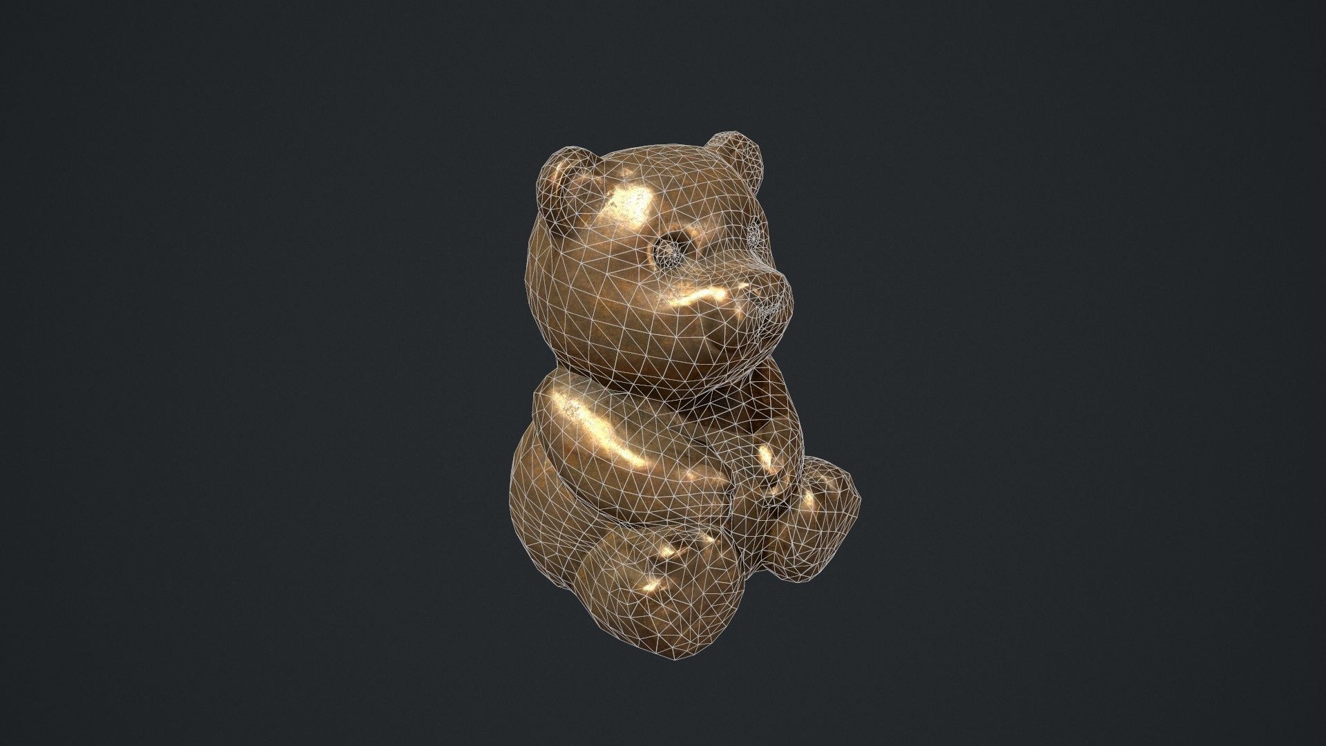 Bronze Teddy Bear Statue Low-poly 3D model_20