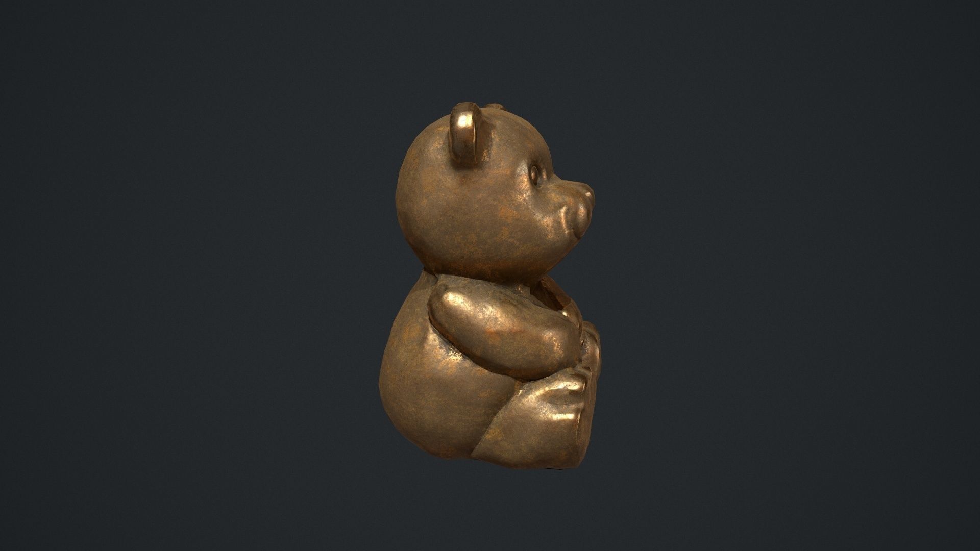 Bronze Teddy Bear Statue Low-poly 3D model_3