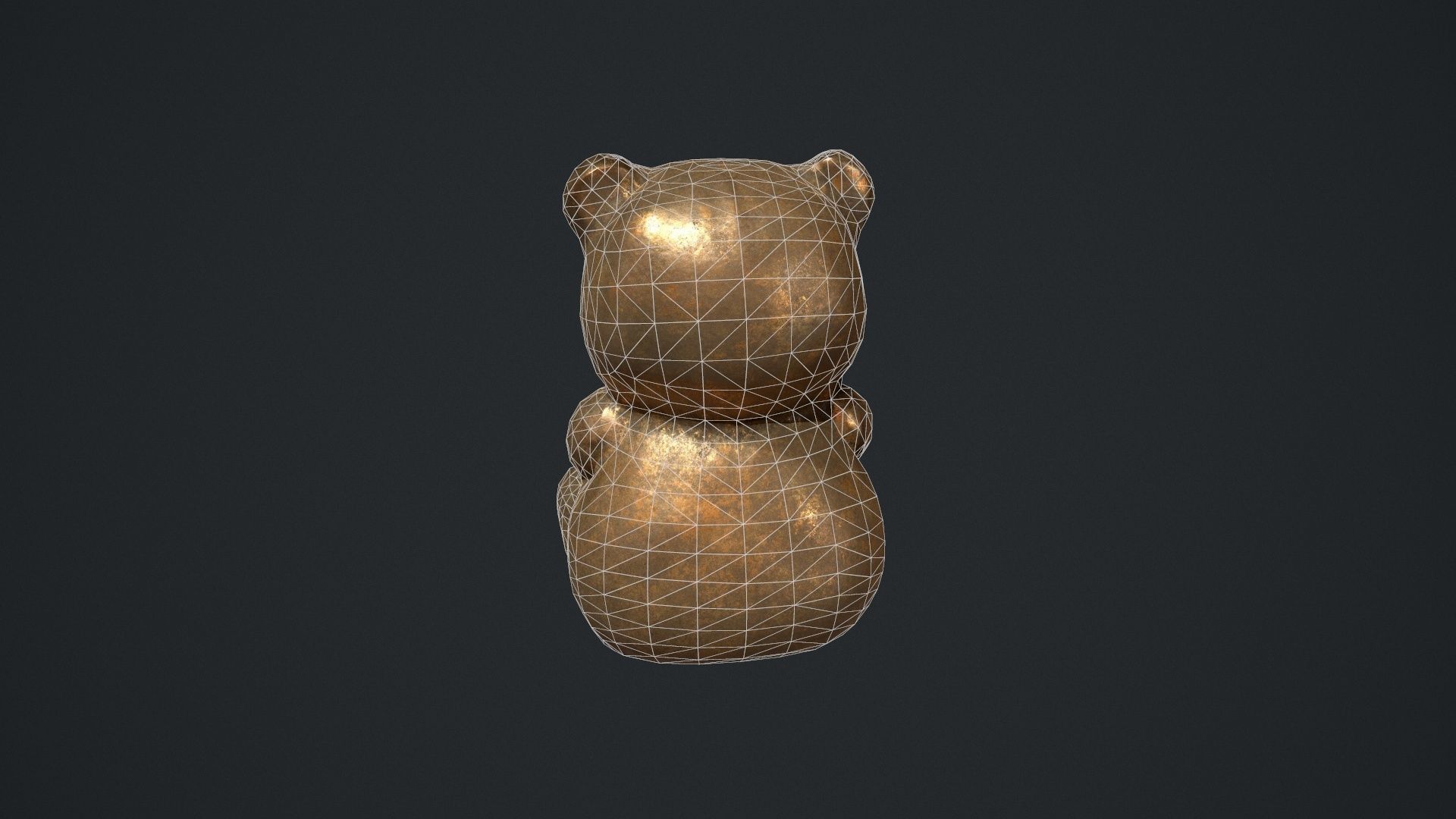 Bronze Teddy Bear Statue Low-poly 3D model_25