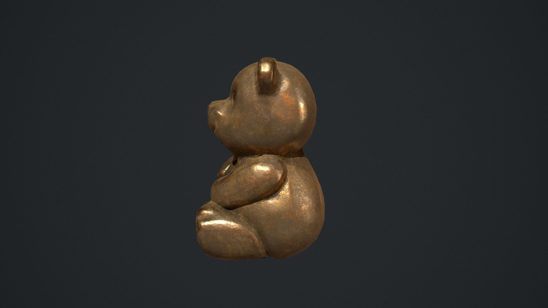 Bronze Teddy Bear Statue Low-poly 3D model_8