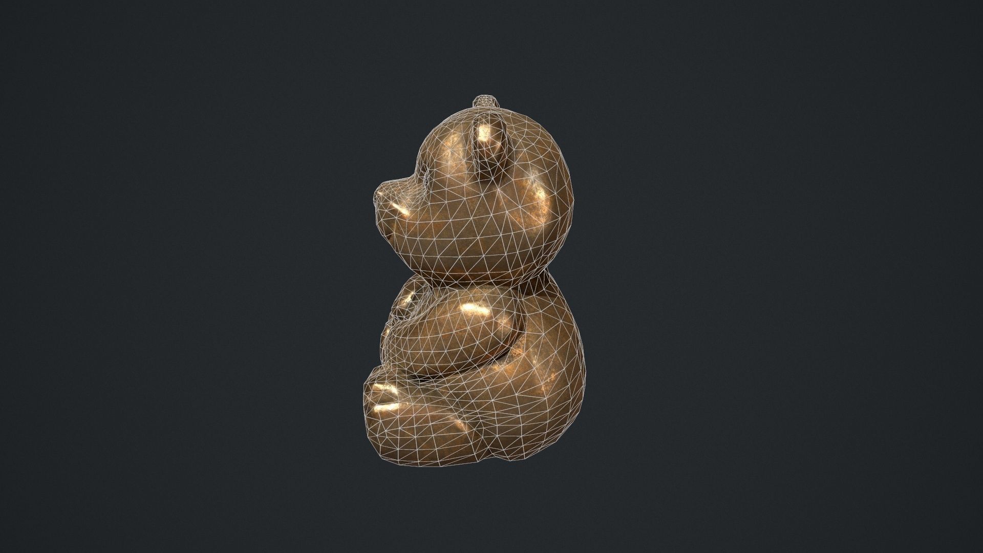 Bronze Teddy Bear Statue Low-poly 3D model_15