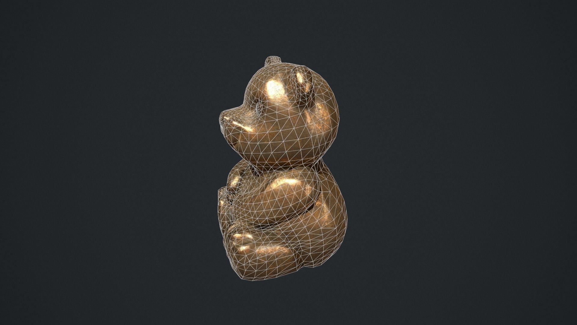 Bronze Teddy Bear Statue Low-poly 3D model_23