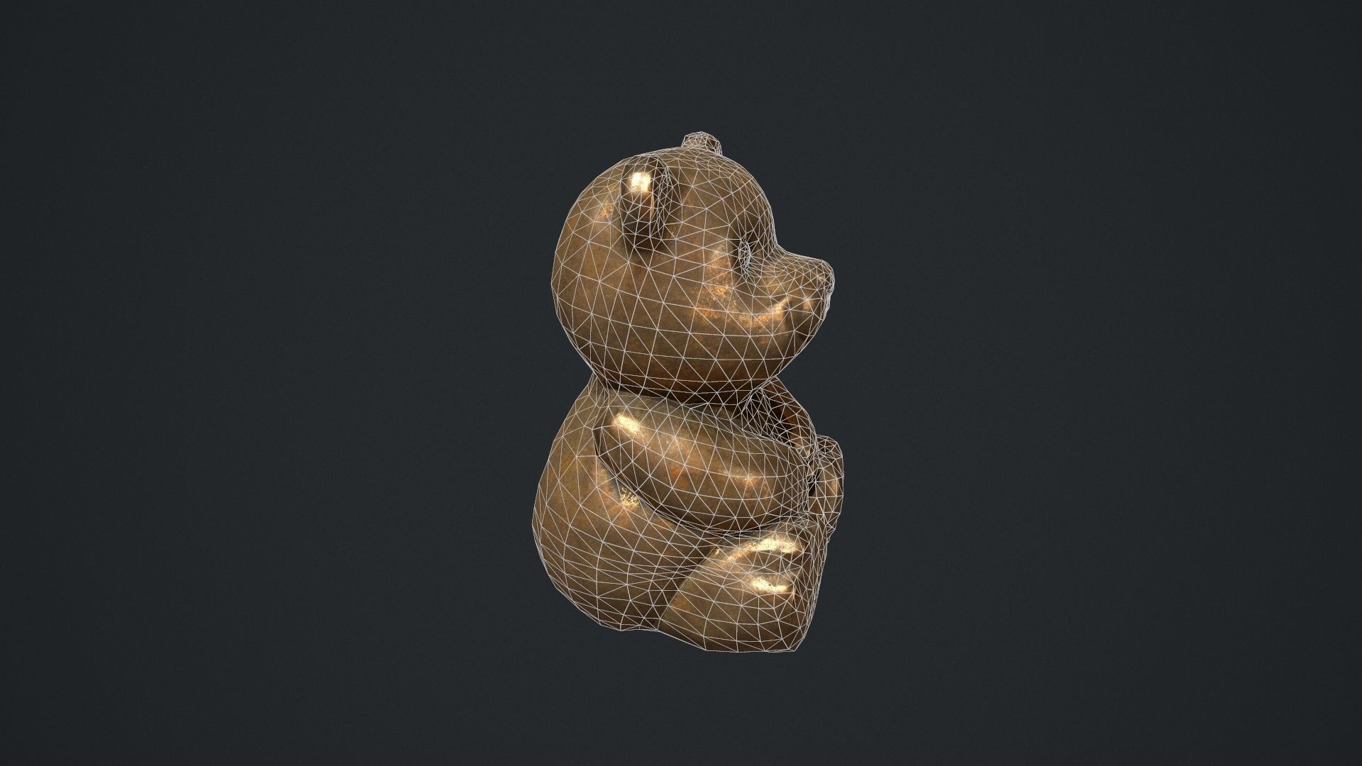 Bronze Teddy Bear Statue Low-poly 3D model_19