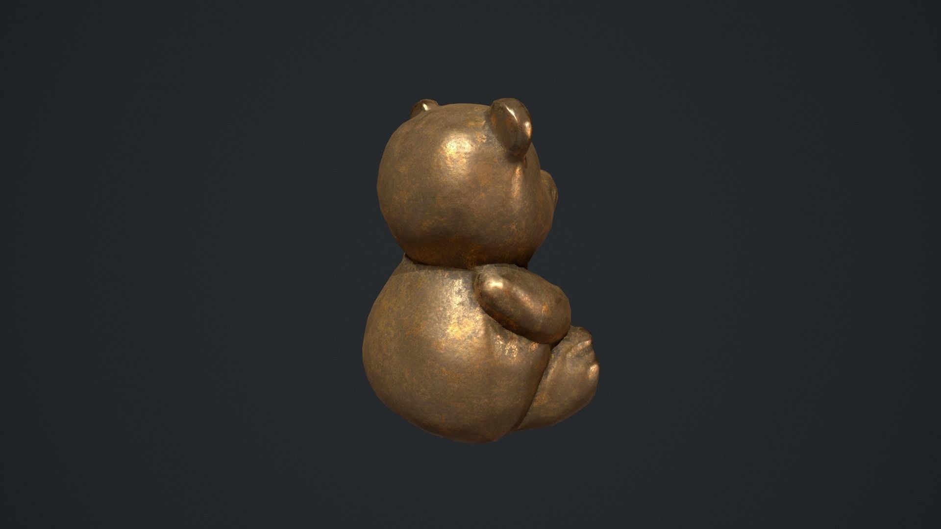 Bronze Teddy Bear Statue Low-poly 3D model_4