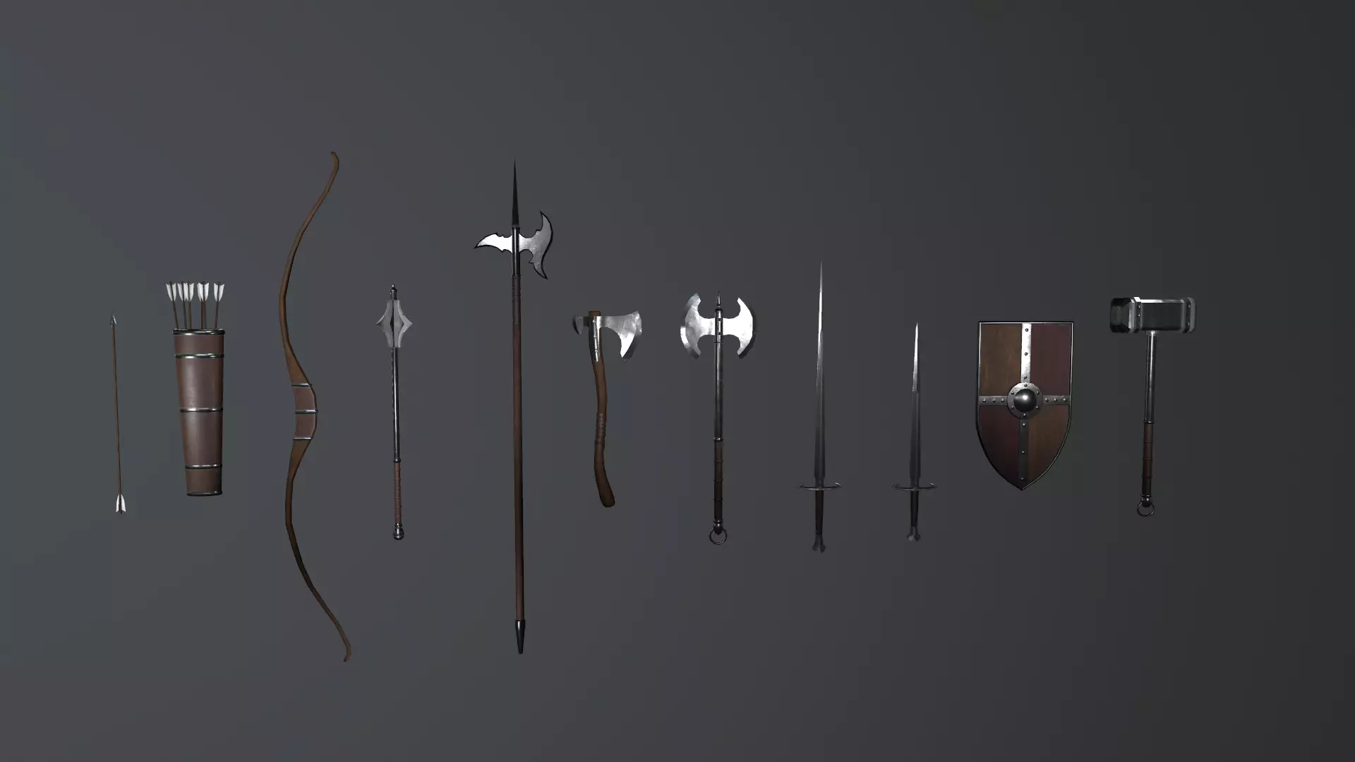 Game-Ready Medieval Weapons Pack Low-poly 3D model_0