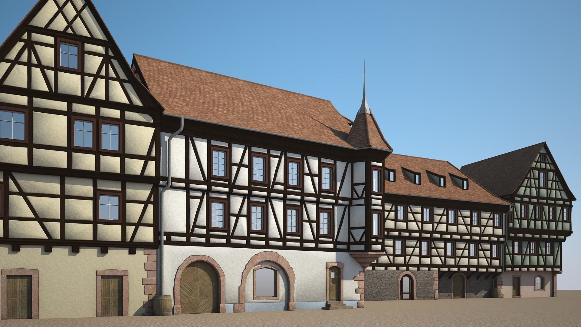 Medieval Houses VI 3D model_3