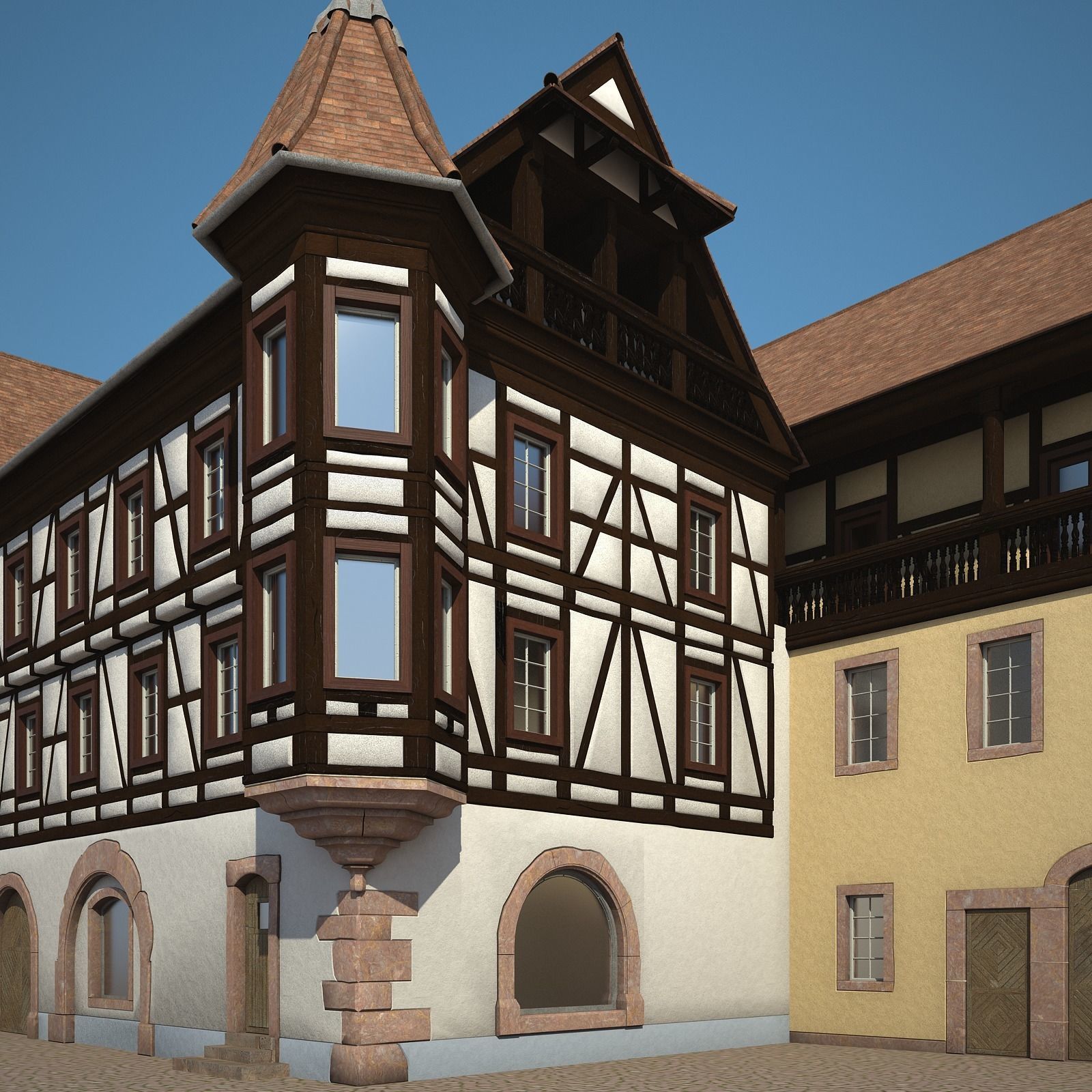 Medieval Houses VI 3D model_6
