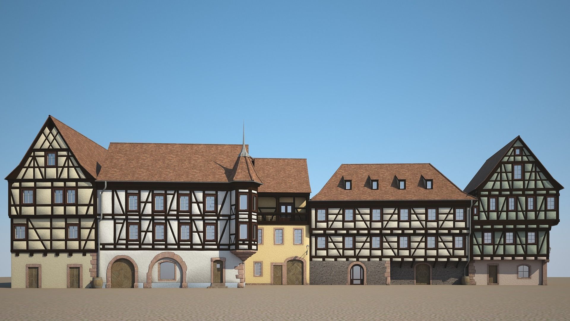 Medieval Houses VI 3D model_2