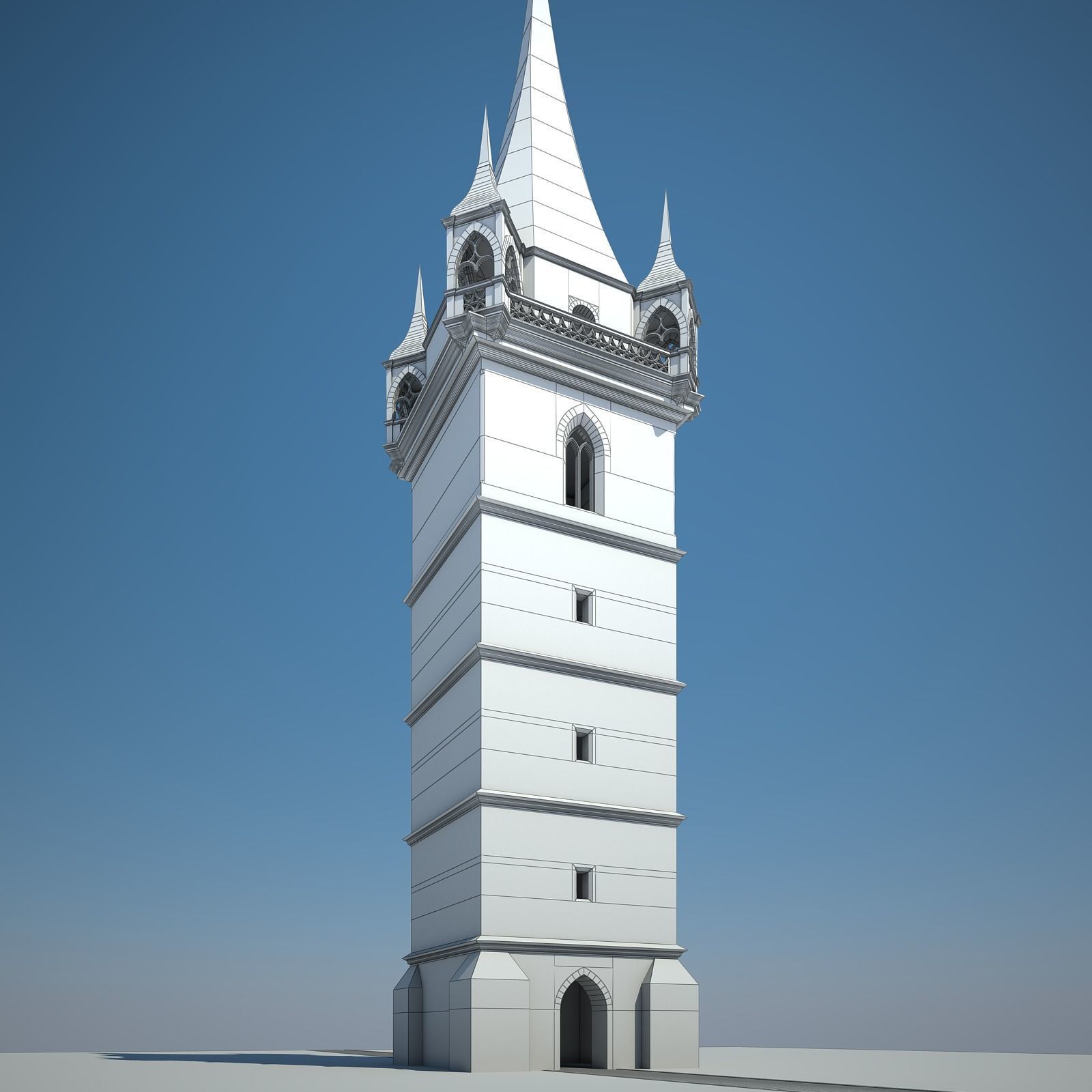 Belfry clock tower 3D model_8
