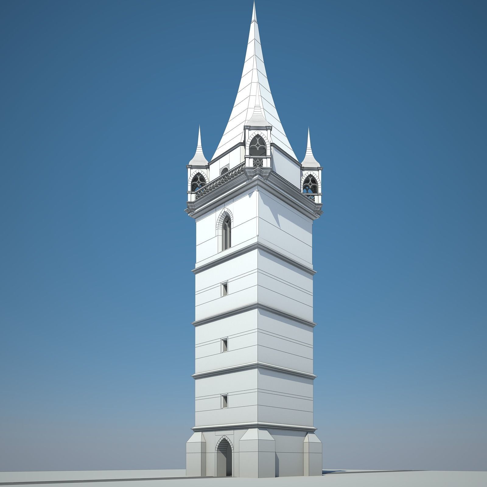 Belfry clock tower 3D model_9