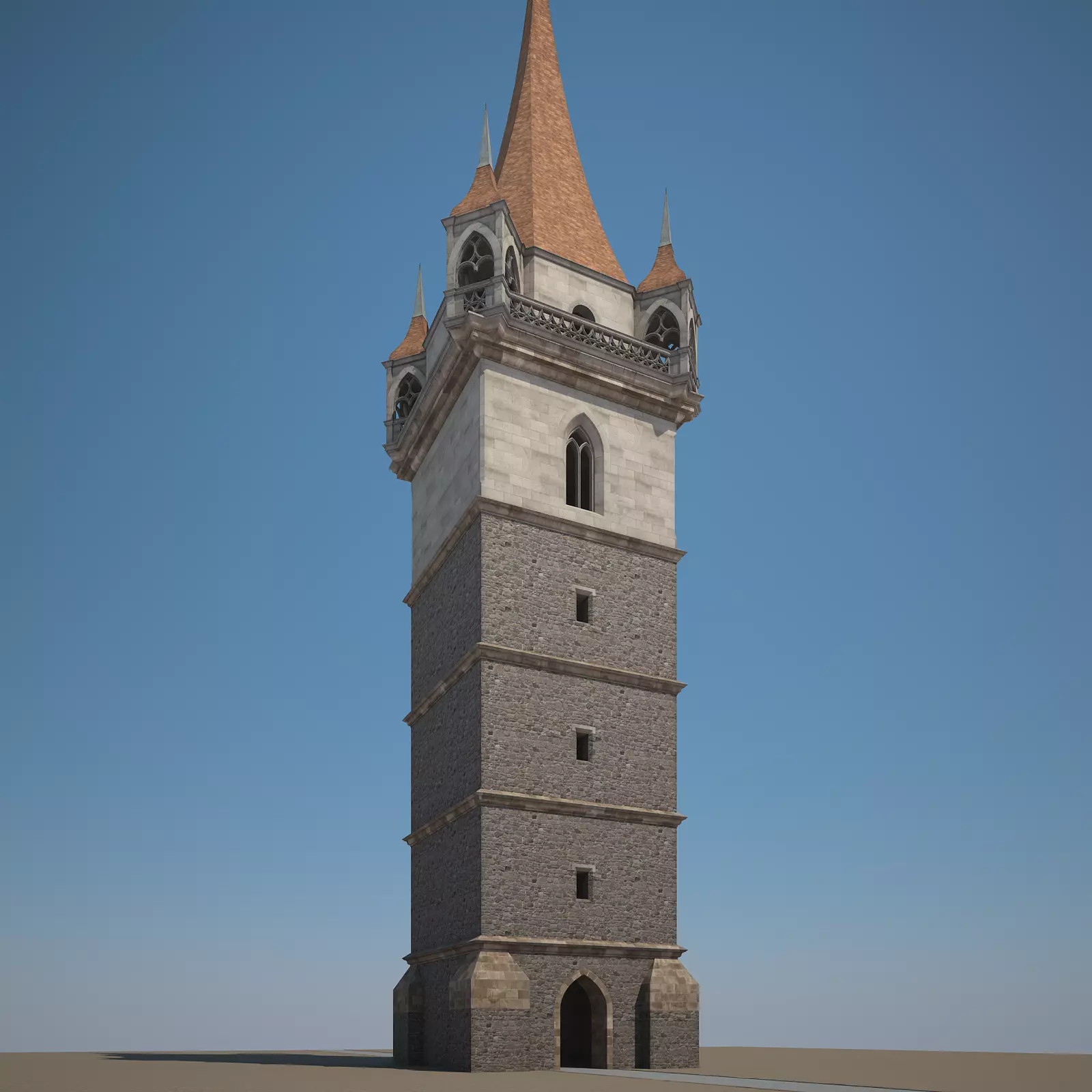 Belfry clock tower 3D model_0