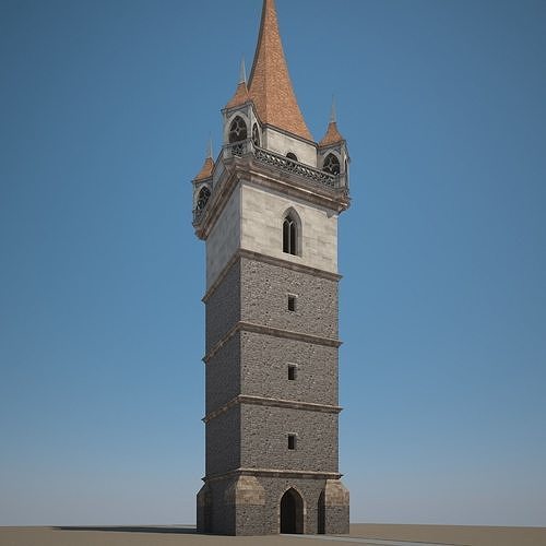 Belfry clock tower 3D model
