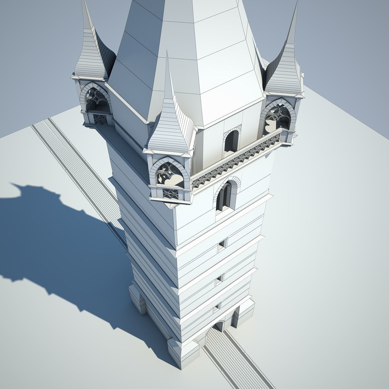 Belfry clock tower 3D model_13