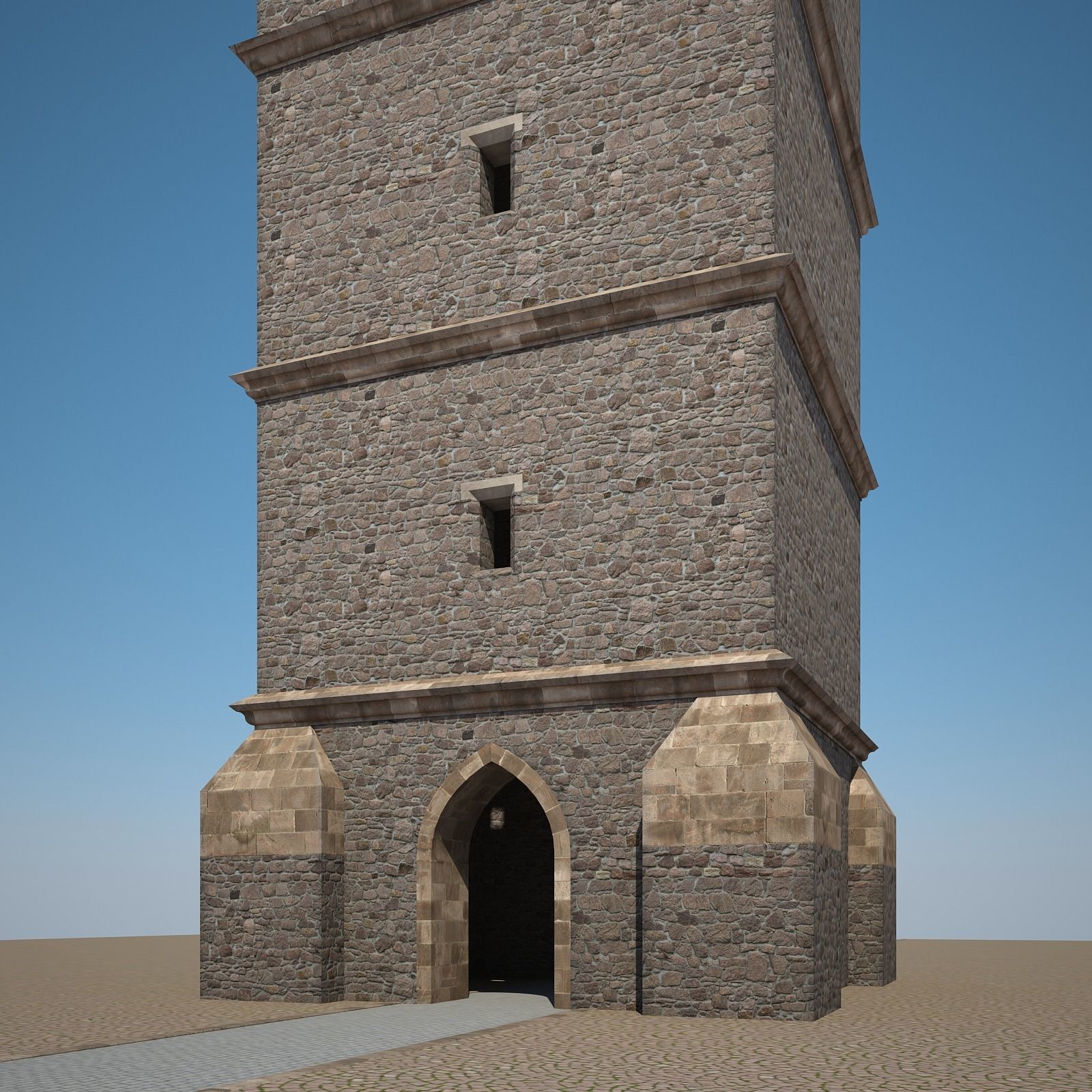 Belfry clock tower 3D model_4