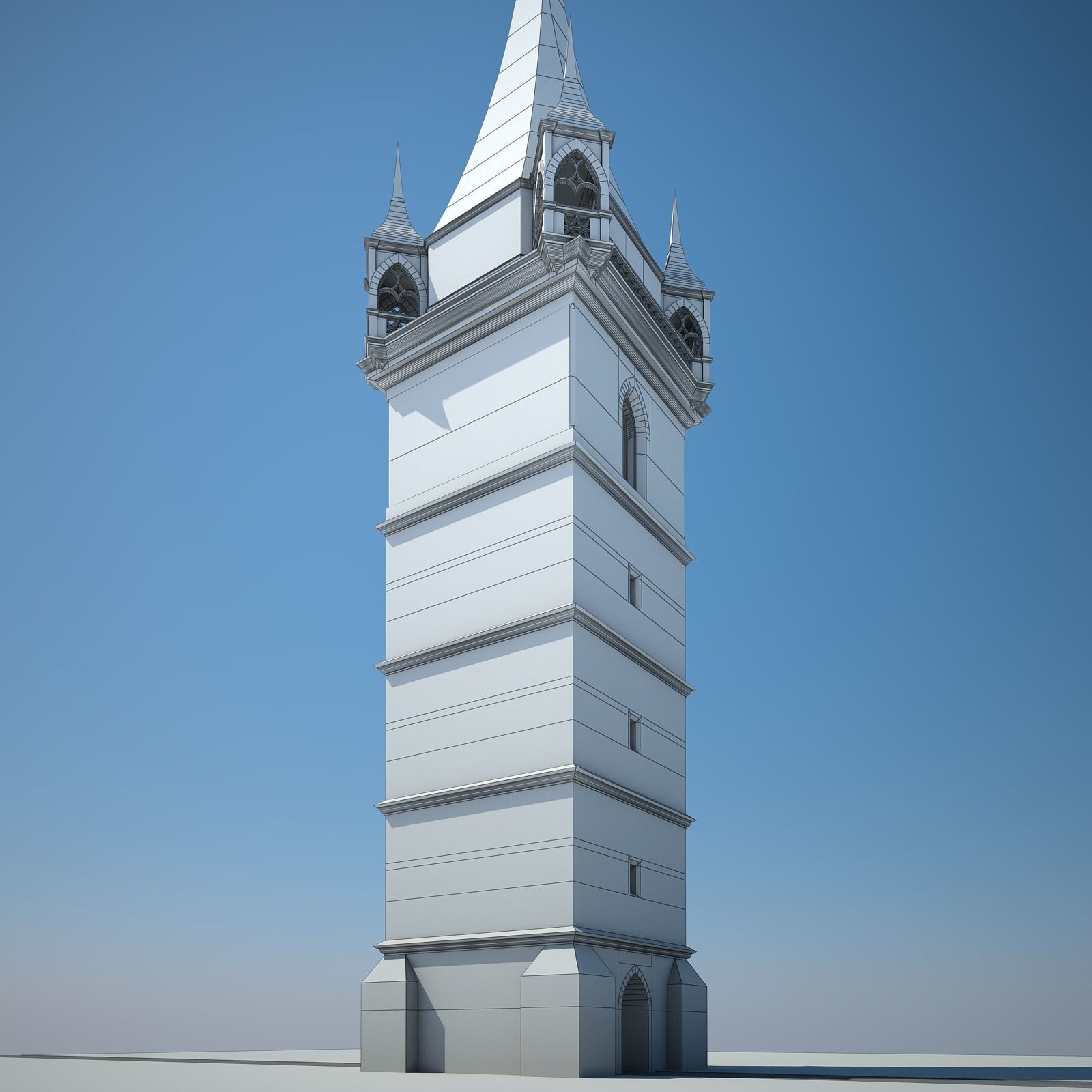 Belfry clock tower 3D model_10