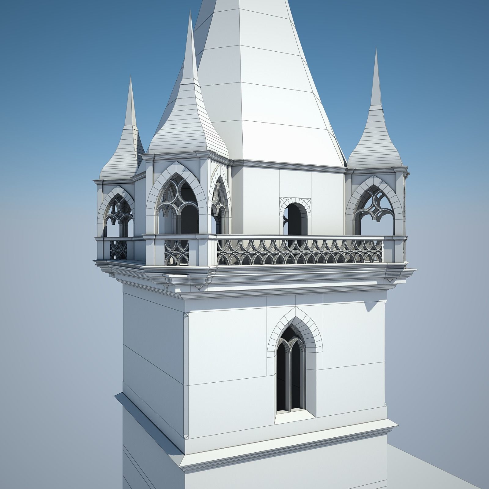 Belfry clock tower 3D model_14