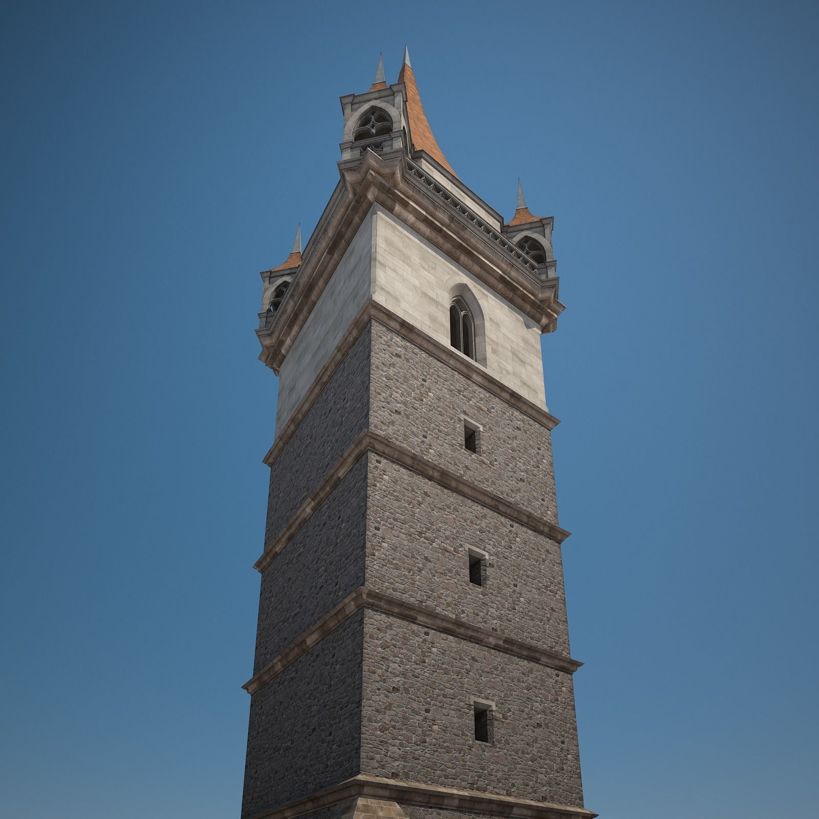 Belfry clock tower 3D model_3