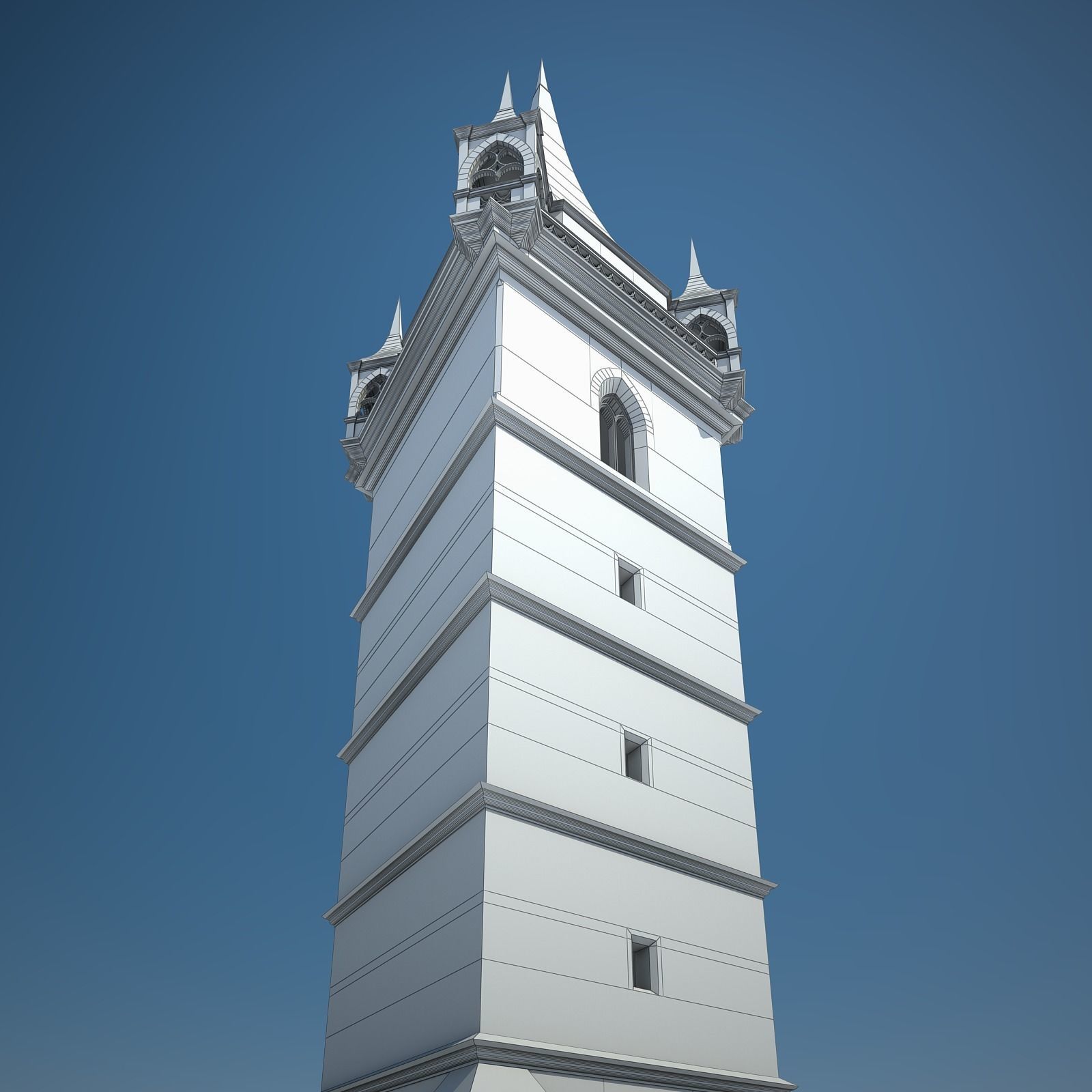 Belfry clock tower 3D model_11