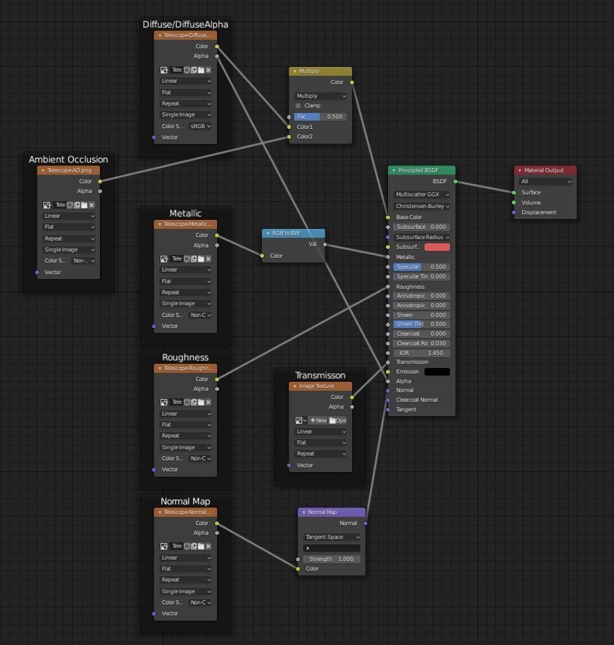 Telescope on tripod Low-poly 3D model_18