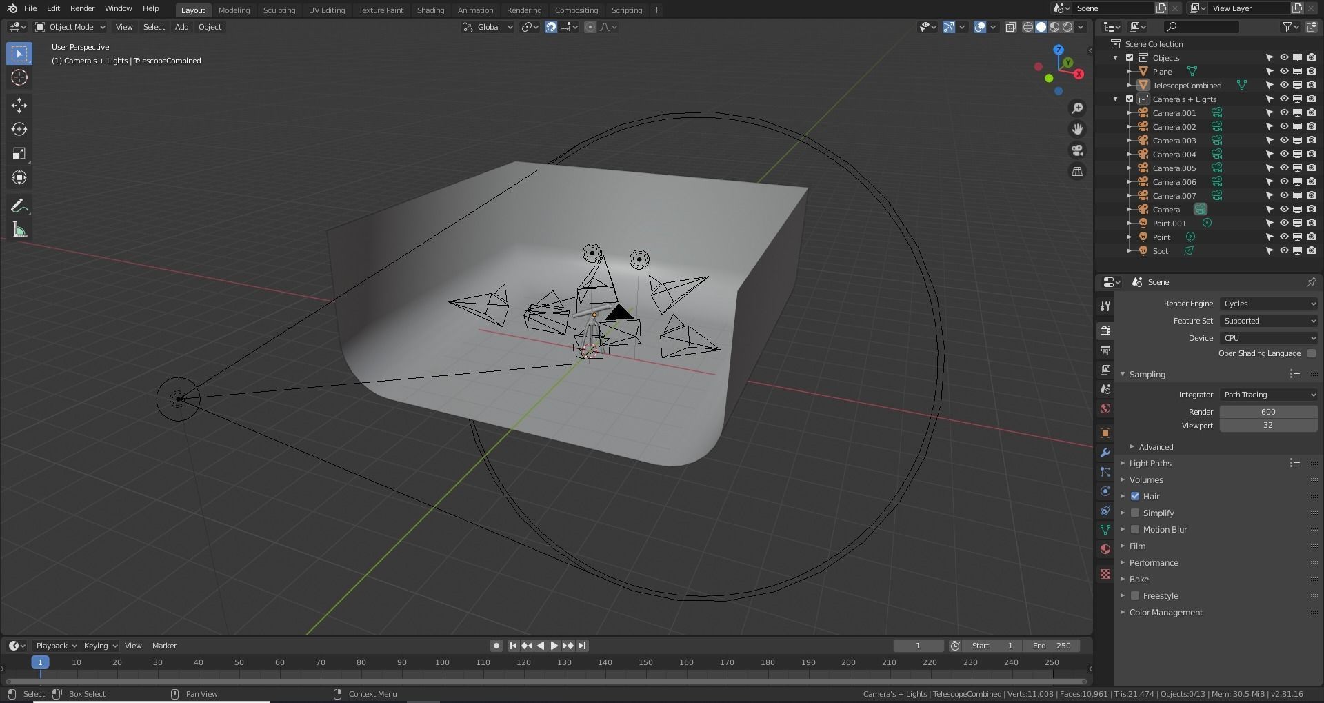 Telescope on tripod Low-poly 3D model_16