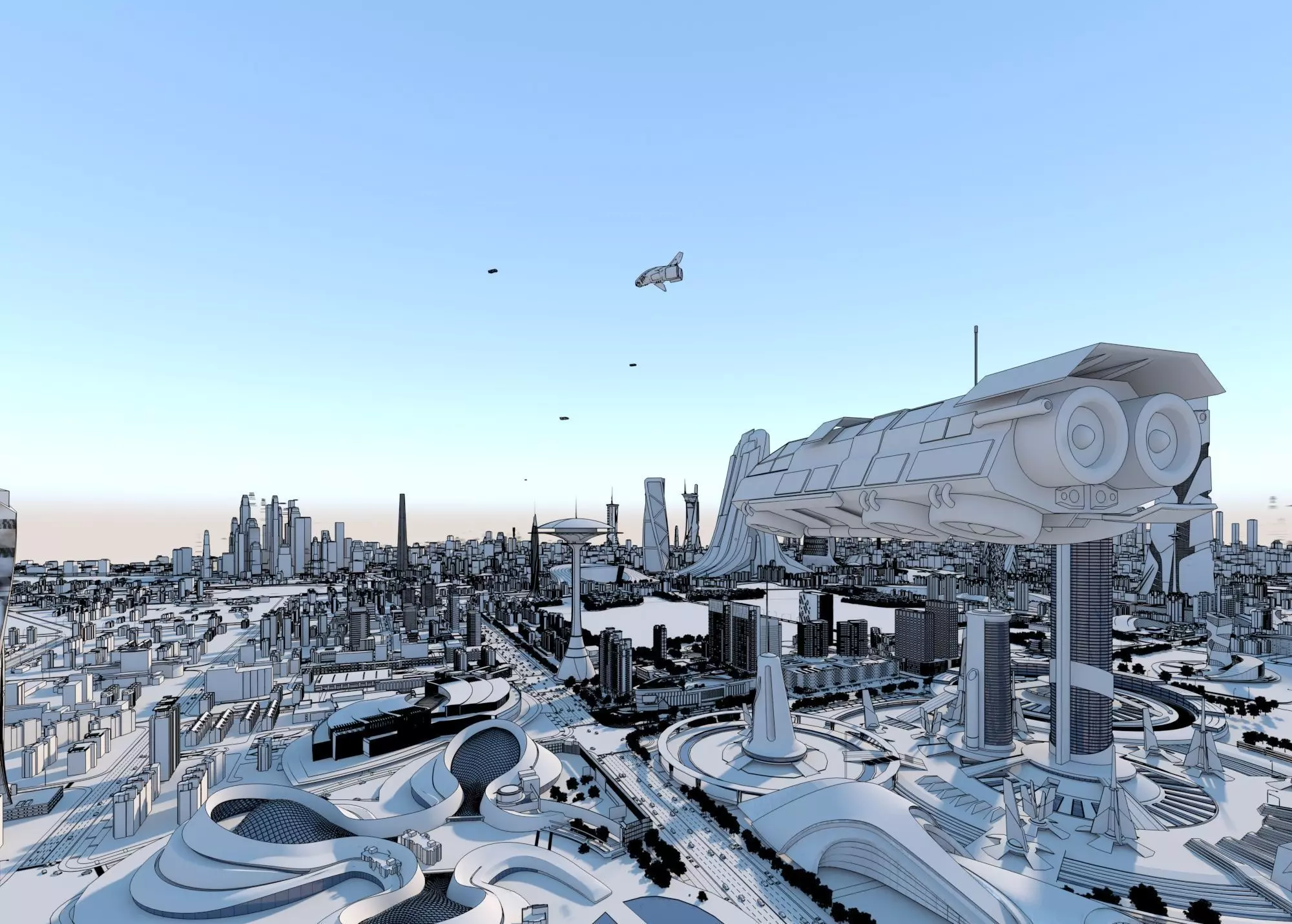 FUTURE CITY Low-poly 3D model_0