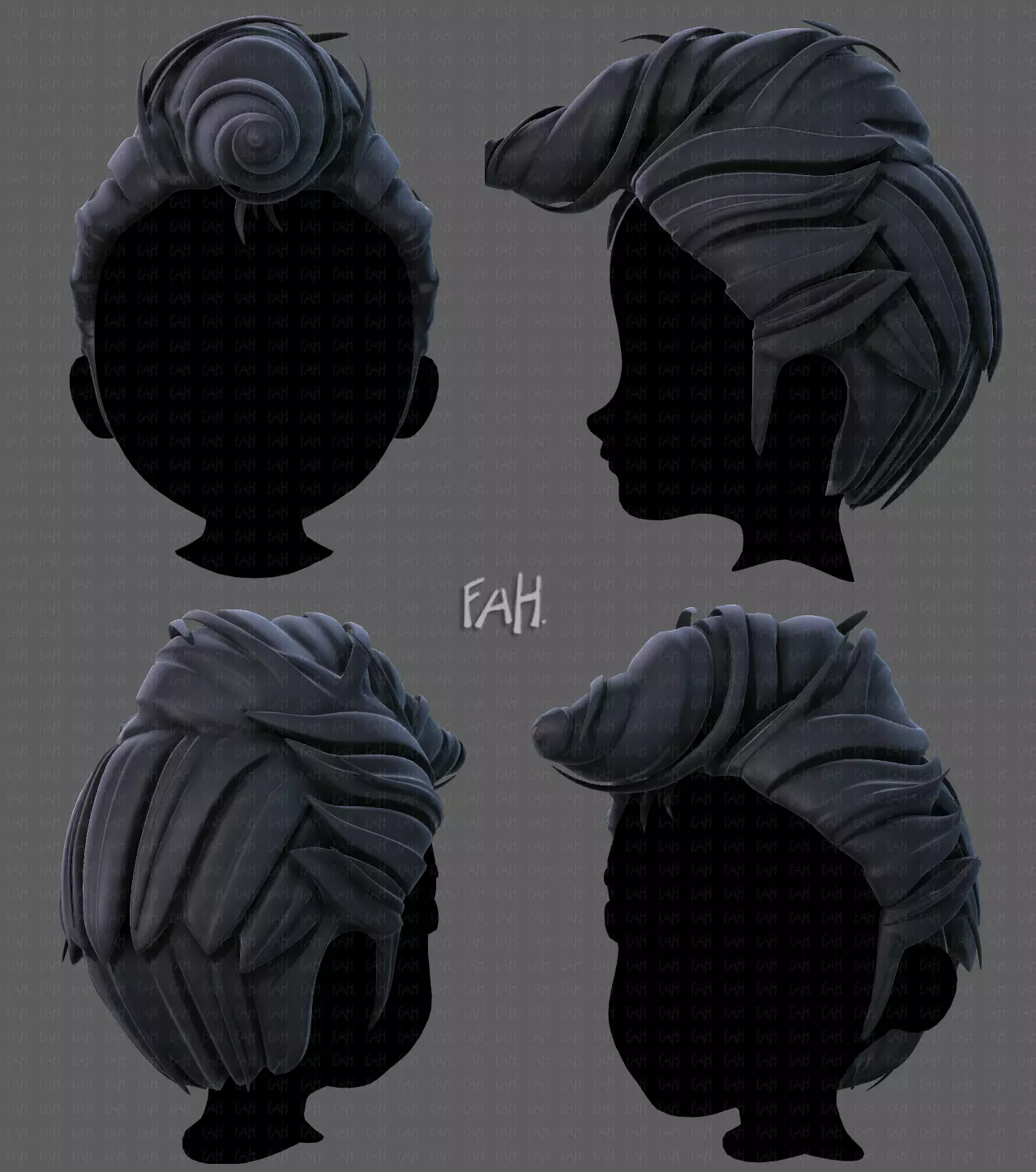 3D Hair style for boy V65 Low-poly 3D model_0