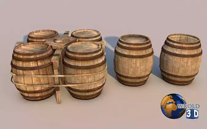 Medieval Barrel 3D Model Low-poly 3D model
