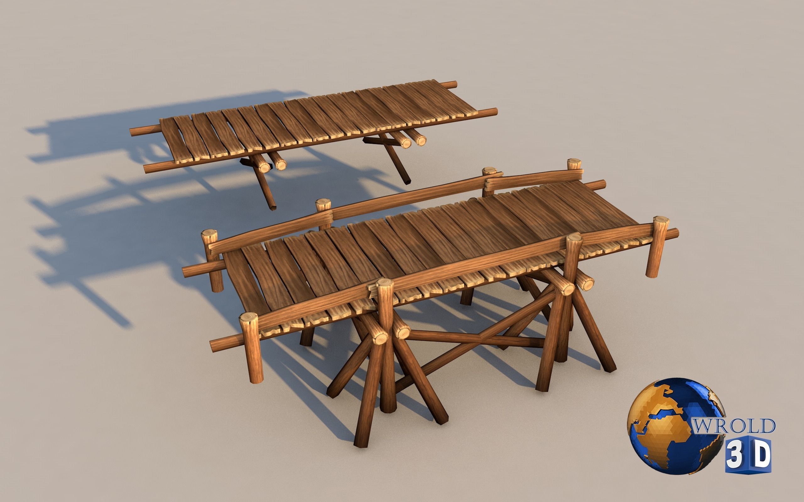 Medieval Bridge Lowpoly 3D Model Low-poly 3D model_1