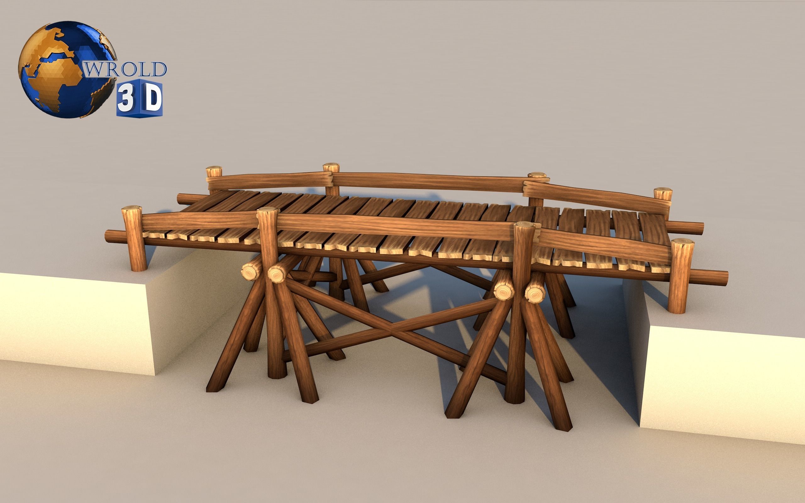 Medieval Bridge Lowpoly 3D Model Low-poly 3D model_5