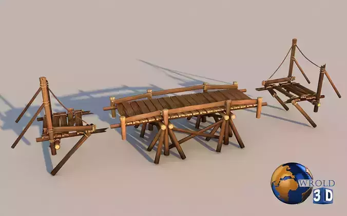 Medieval Bridge Lowpoly 3D Model