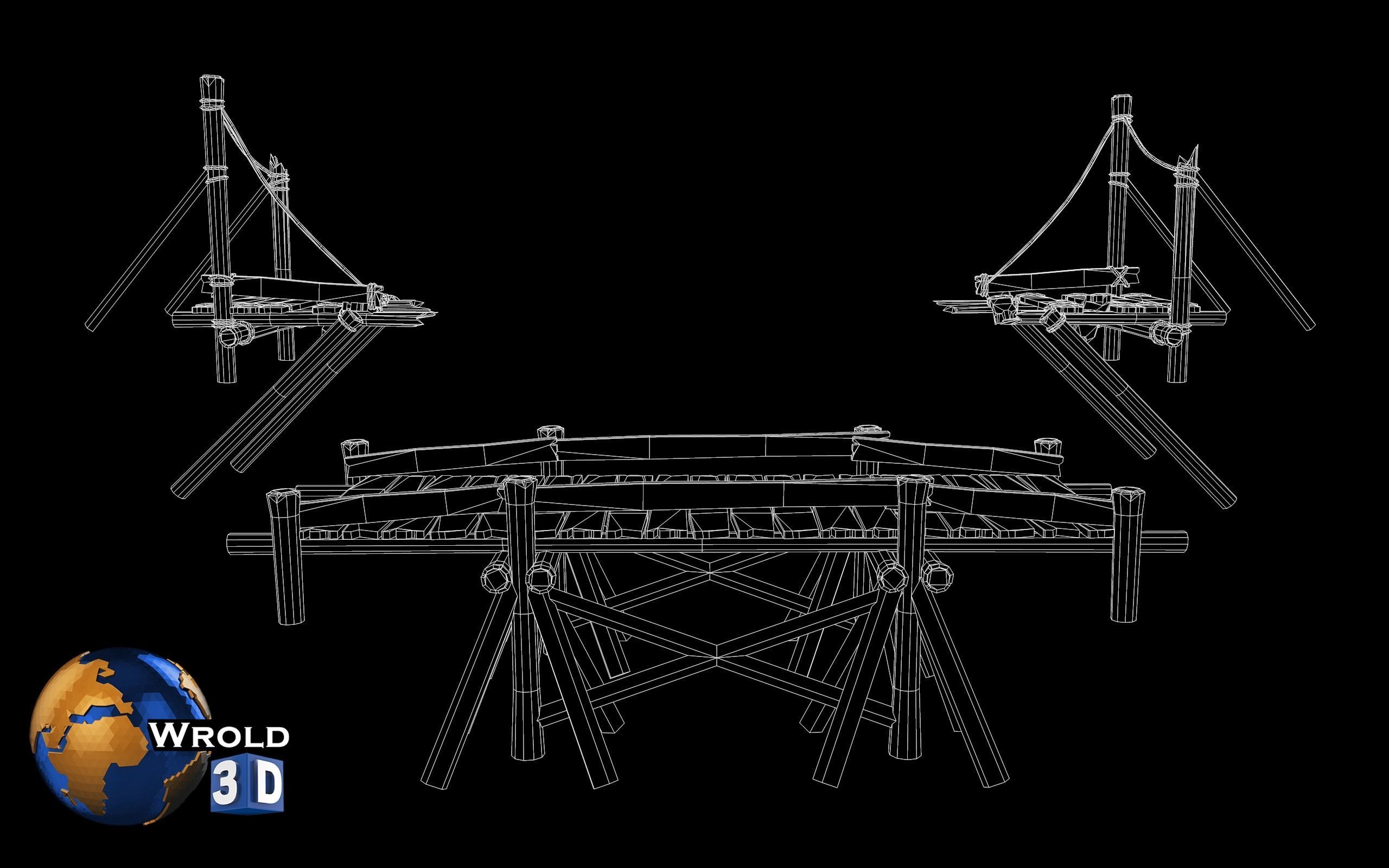 Medieval Bridge Lowpoly 3D Model Low-poly 3D model_7