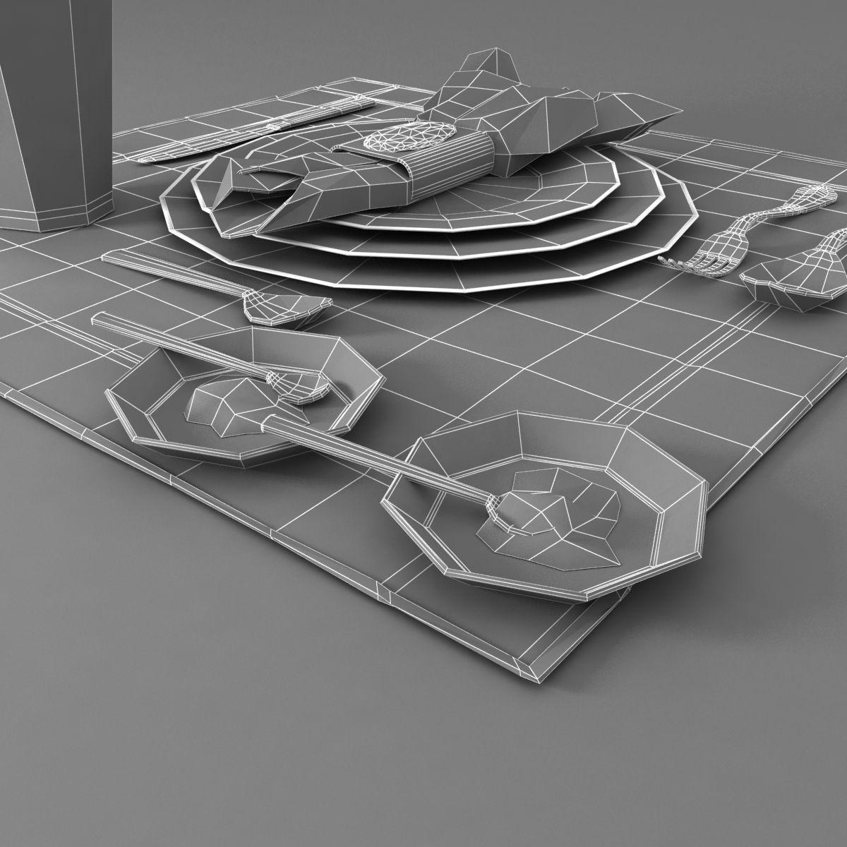 Dinnerware Table Set 3D model_5