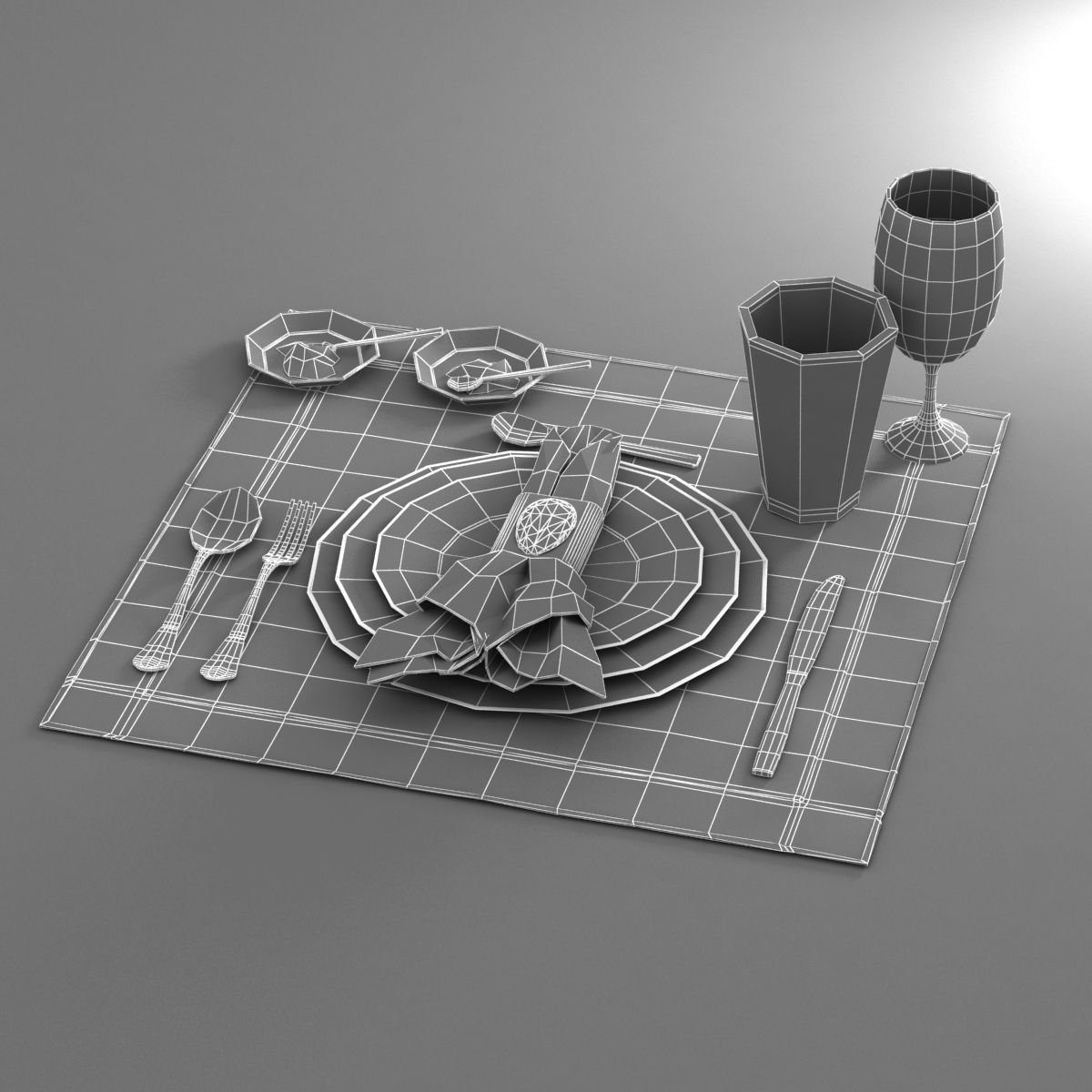 Dinnerware Table Set 3D model_6