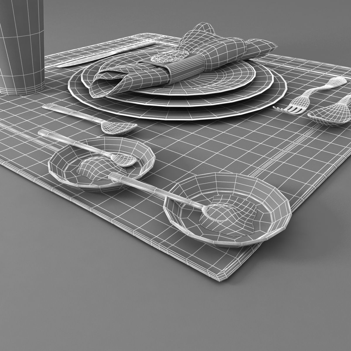 Dinnerware Table Set 3D model_7