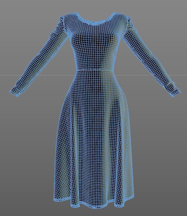 Stylish Designer Women A Line Dress 3D model  3D model_10
