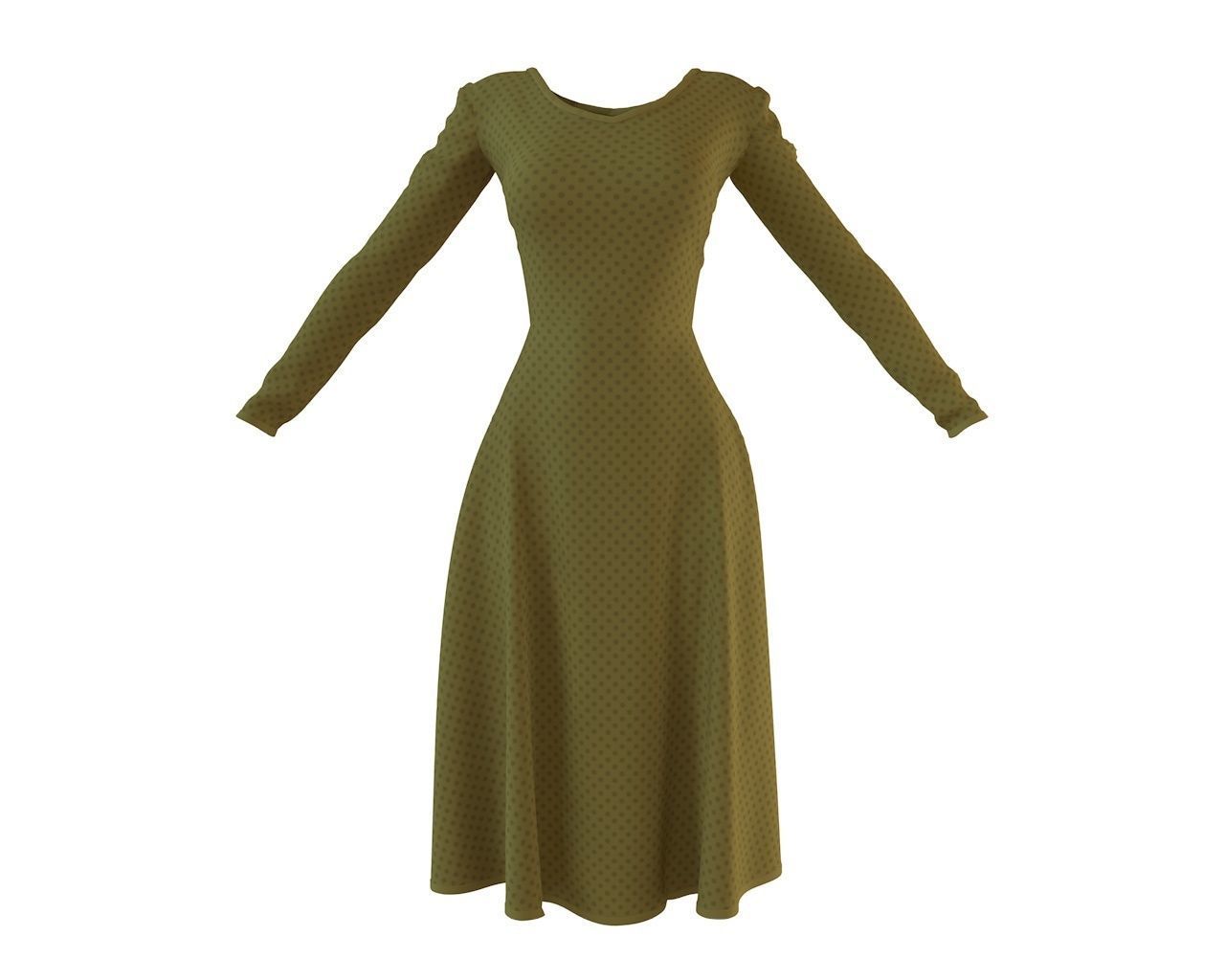 Stylish Designer Women A Line Dress 3D model  3D model_3